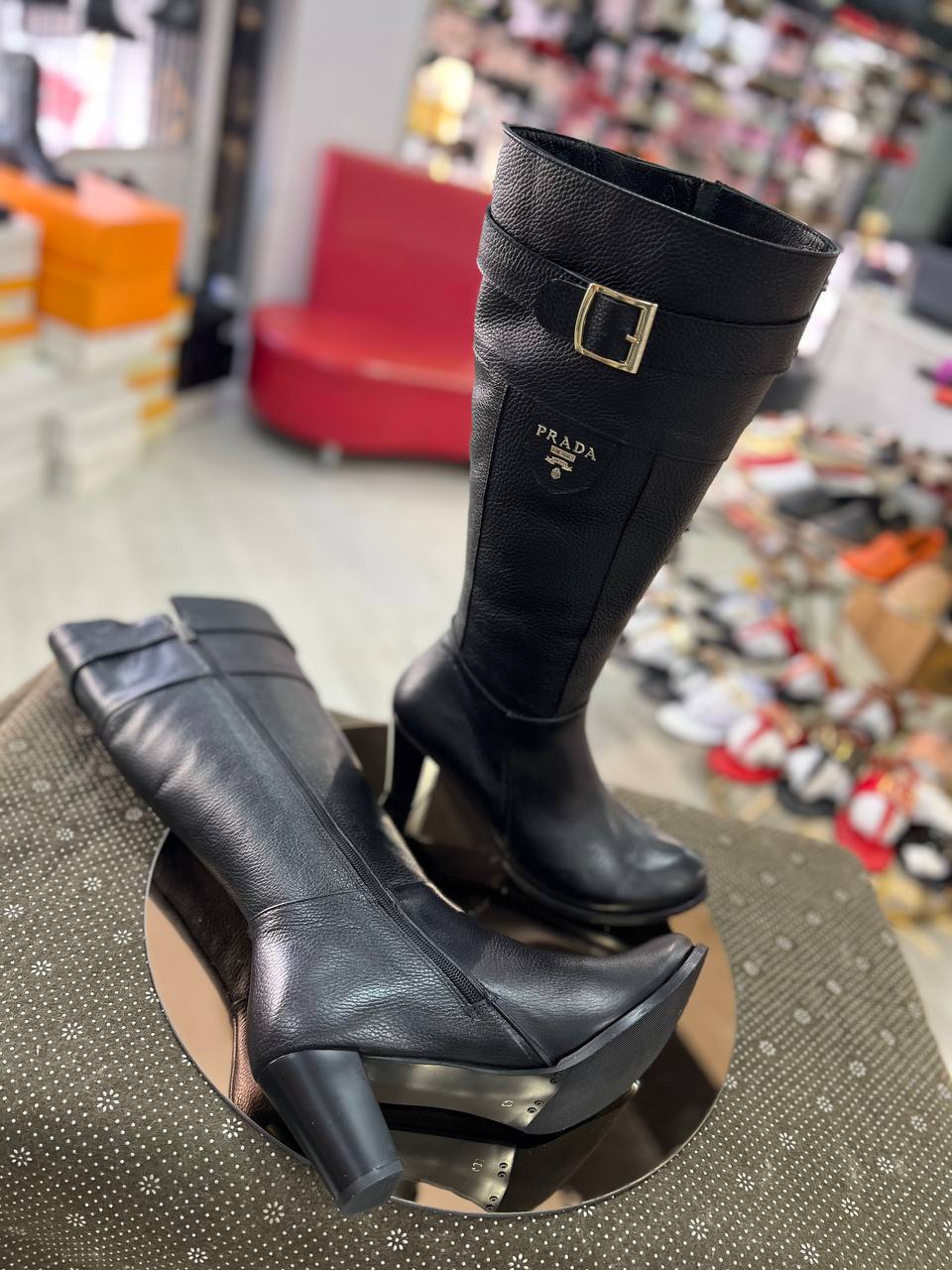 İthal Prada Topuklu Çizme