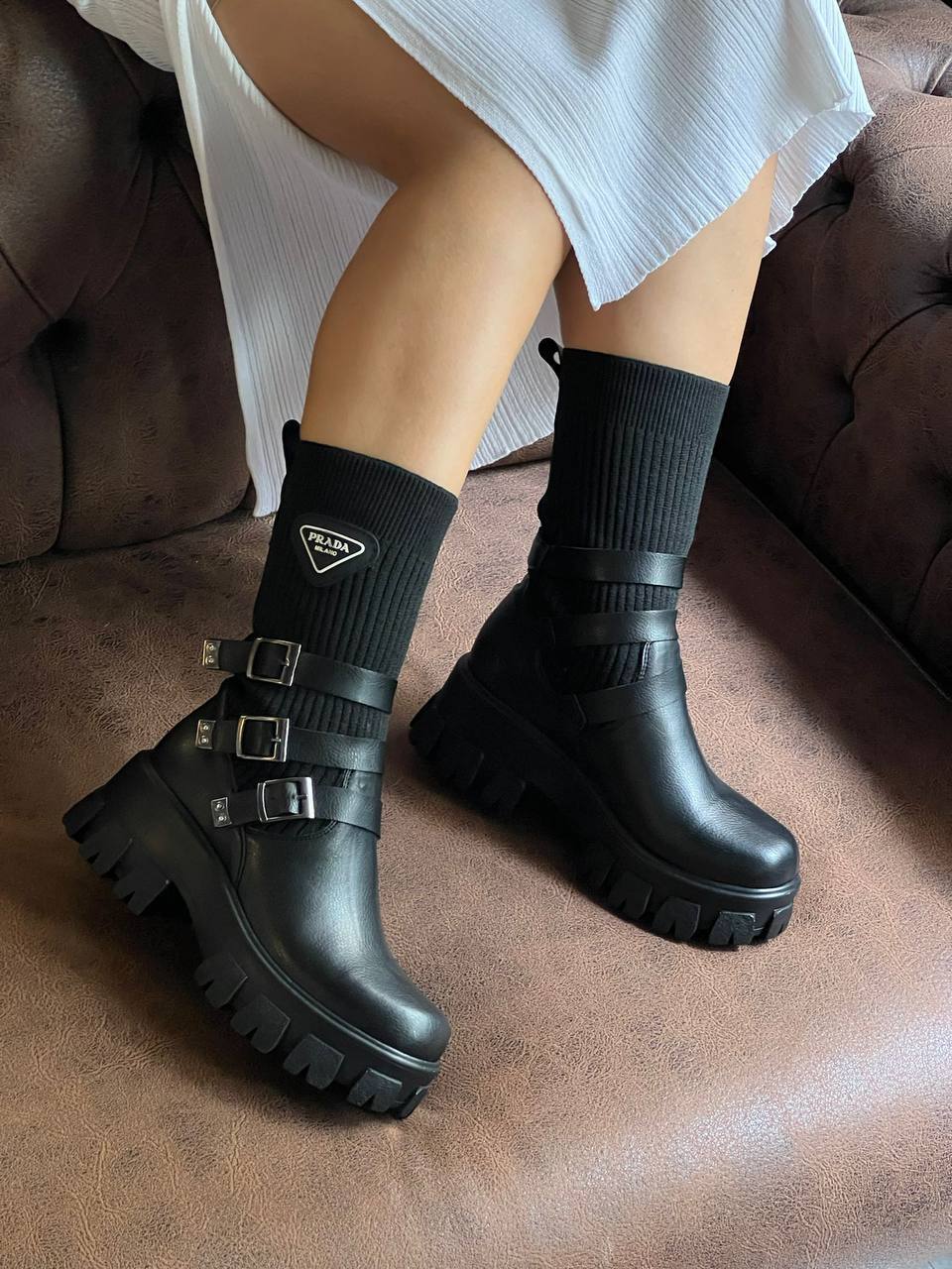 Prada Premium Örme Uzun Bot