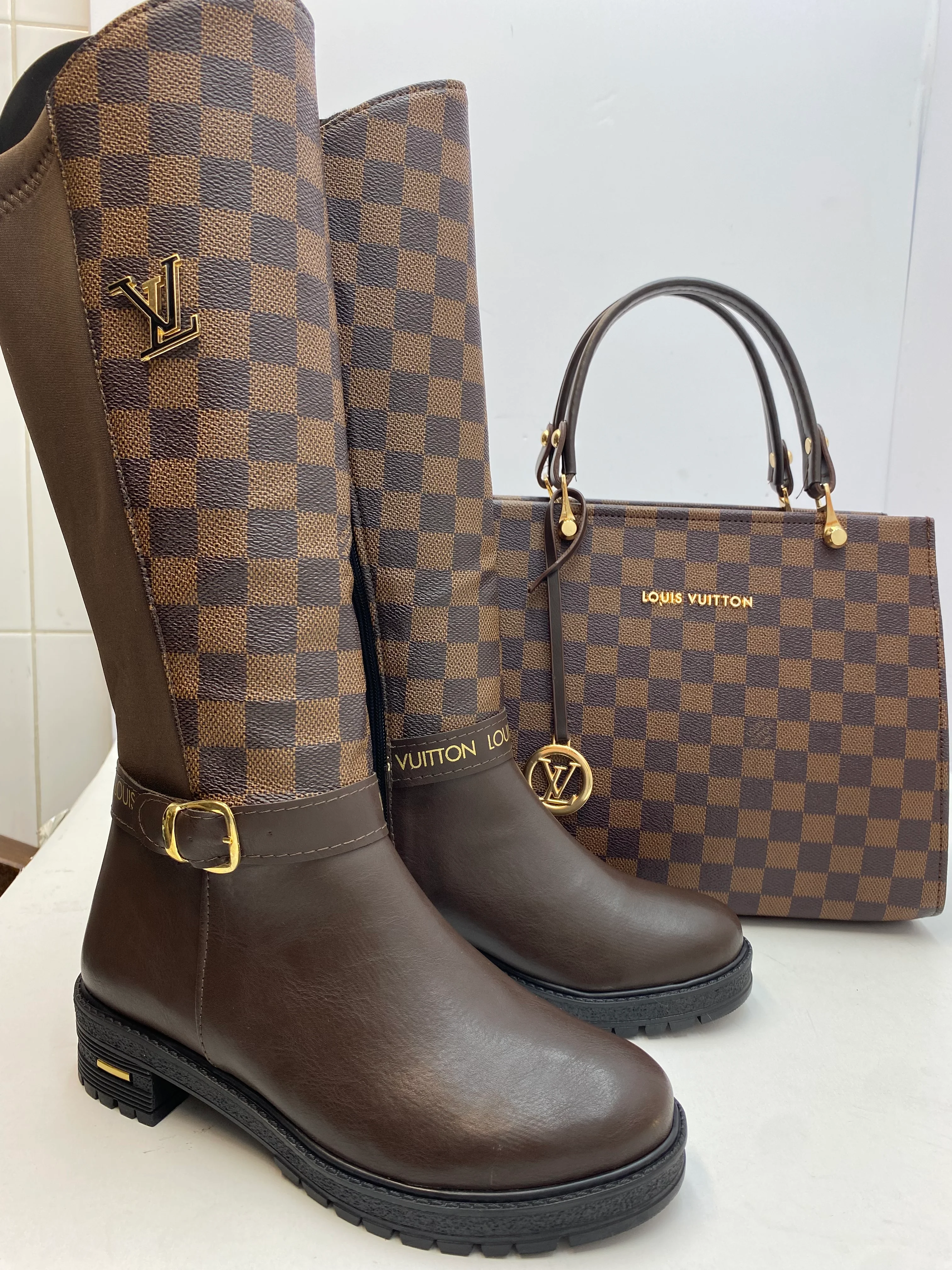 İthal Louis Vuitton Uzun Çizme Çanta İkili Takım