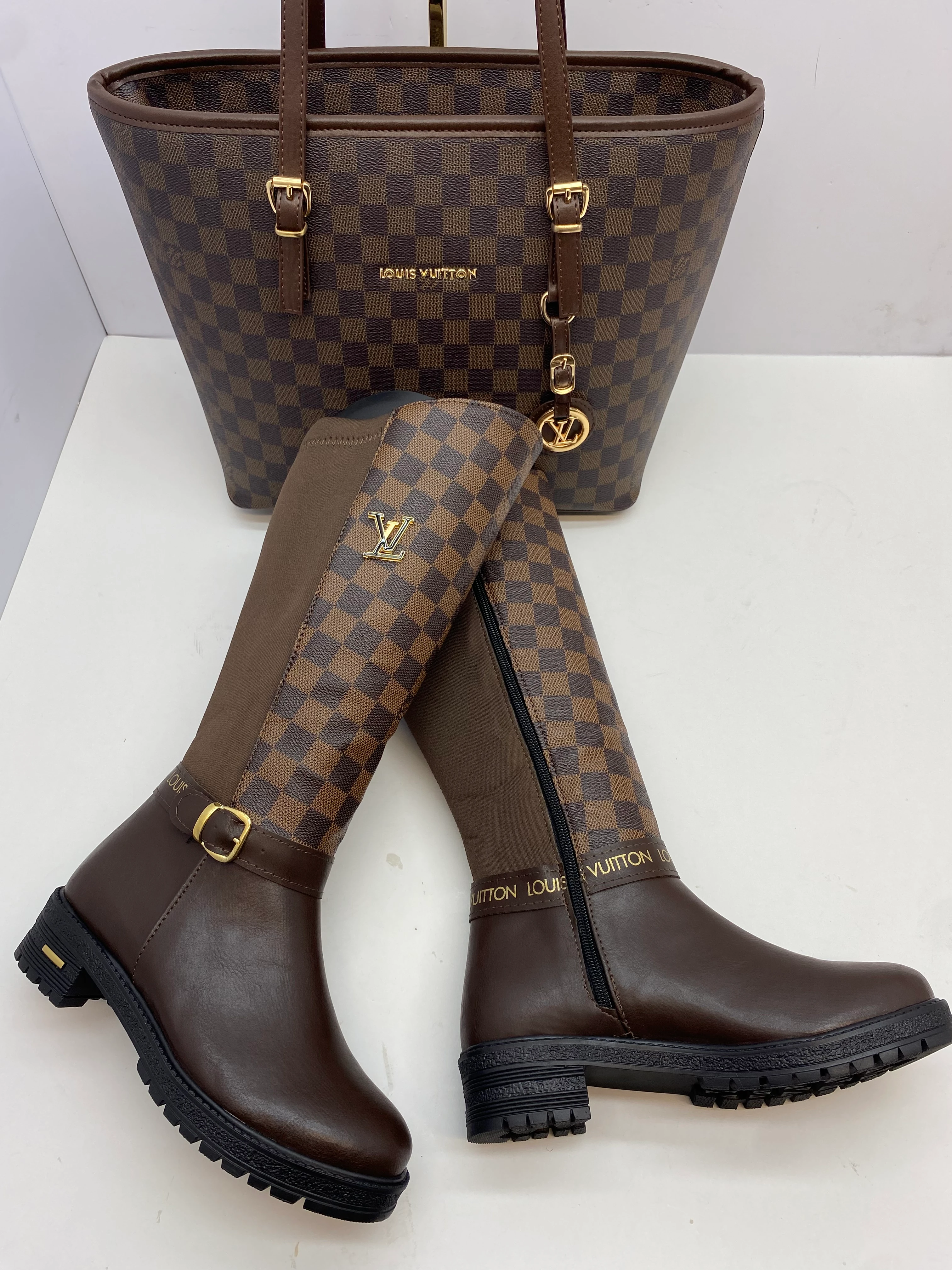 İthal Louis Vuitton Uzun Çizme Çanta İkili Takım