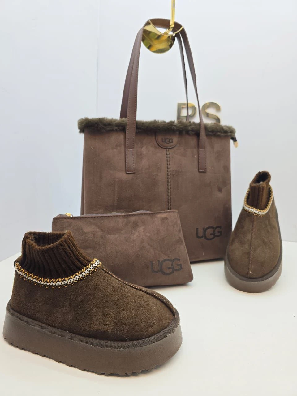 İthal UGG Lastikli Ayakkabı Çanta Cüzdan Üçlü Set
