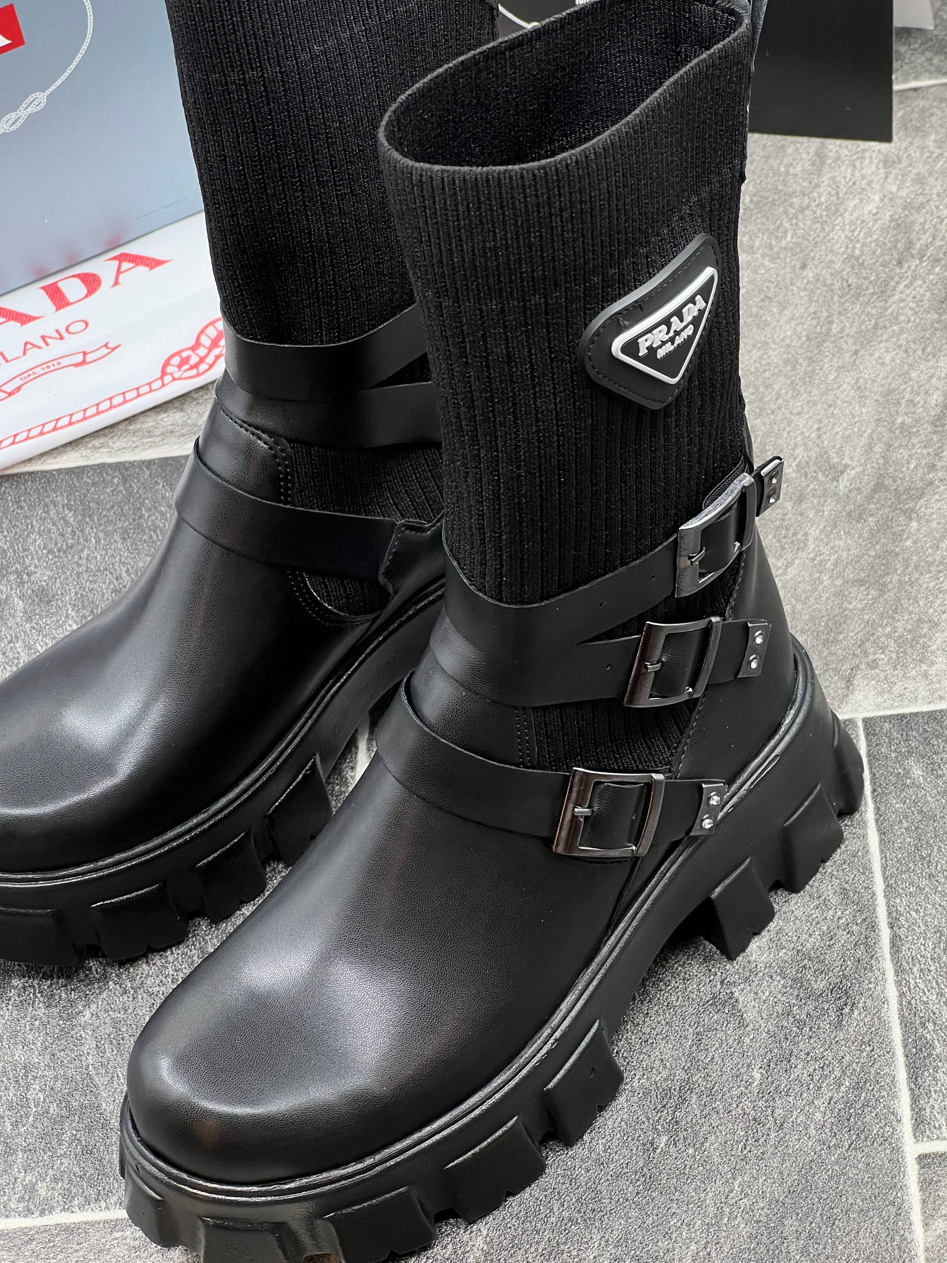 Prada Premium Örme Uzun Bot