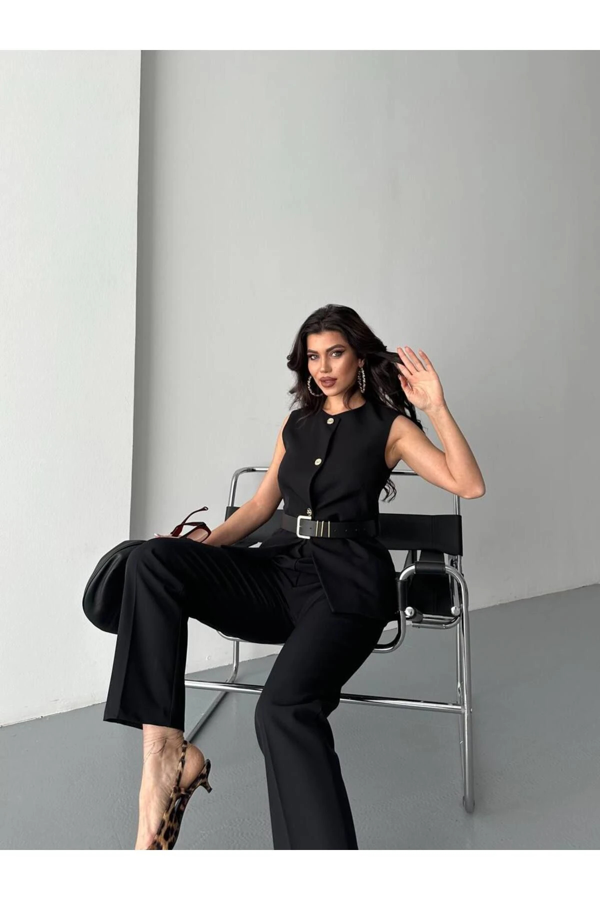 Yeni Sezon Kemerli Yelek Pantolon Takım