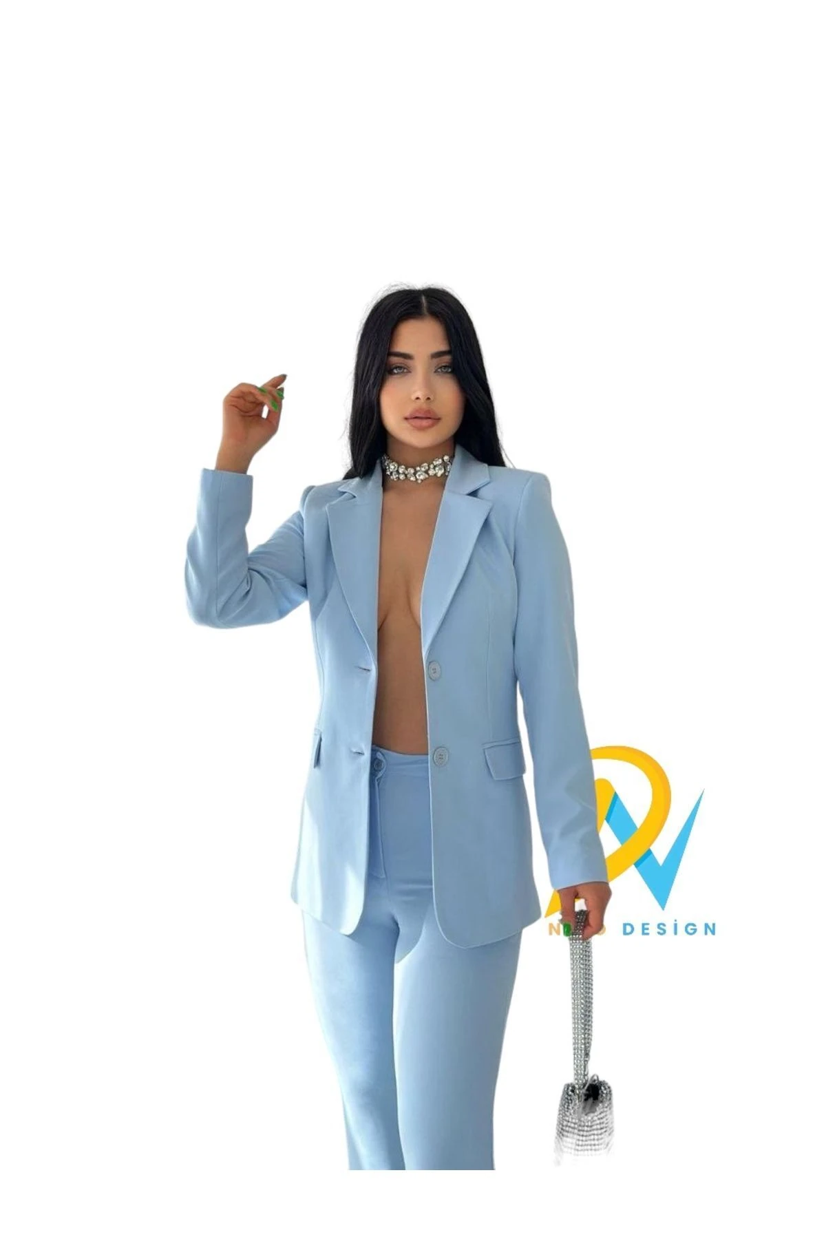 Kadın :tek Düğmeli Ceket Pantolon Ikili Takım