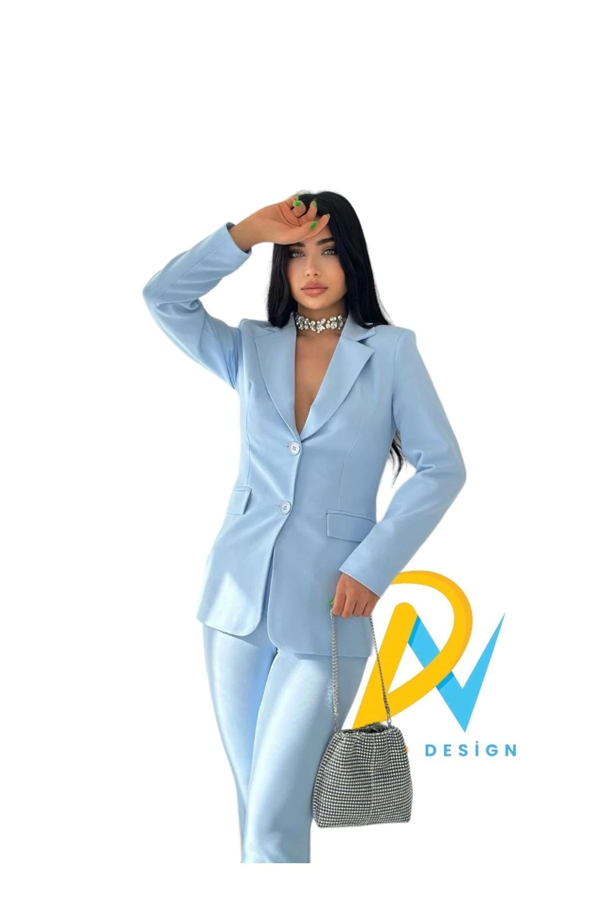 Kadın :tek Düğmeli Ceket Pantolon Ikili Takım