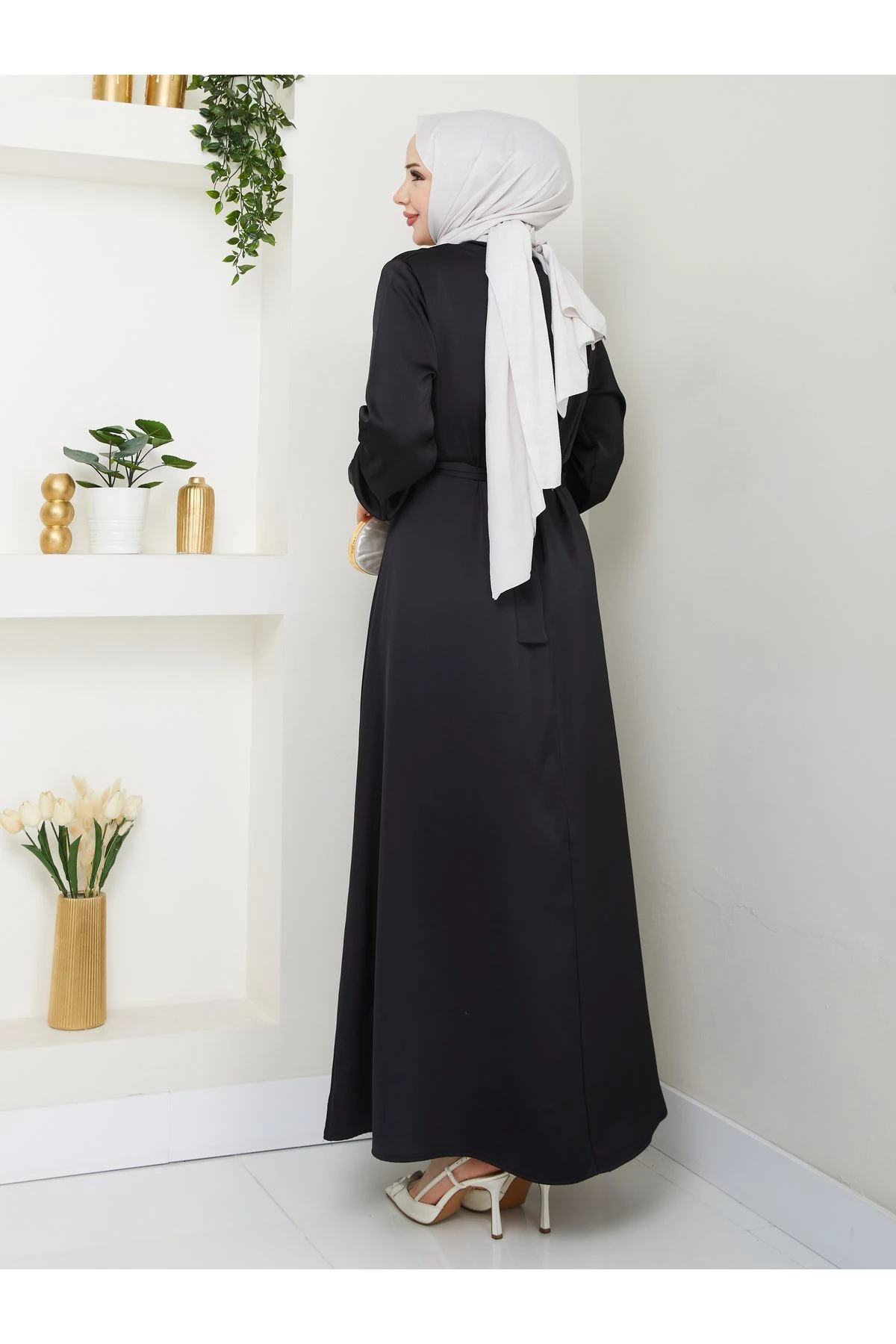 Kadın Tesettür Saten Elbise