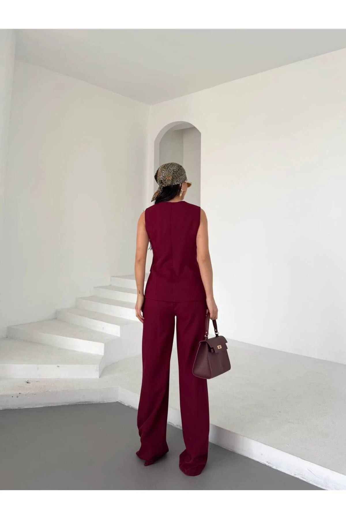 Bordo Yelek Pantolon 2'Lİ Takım