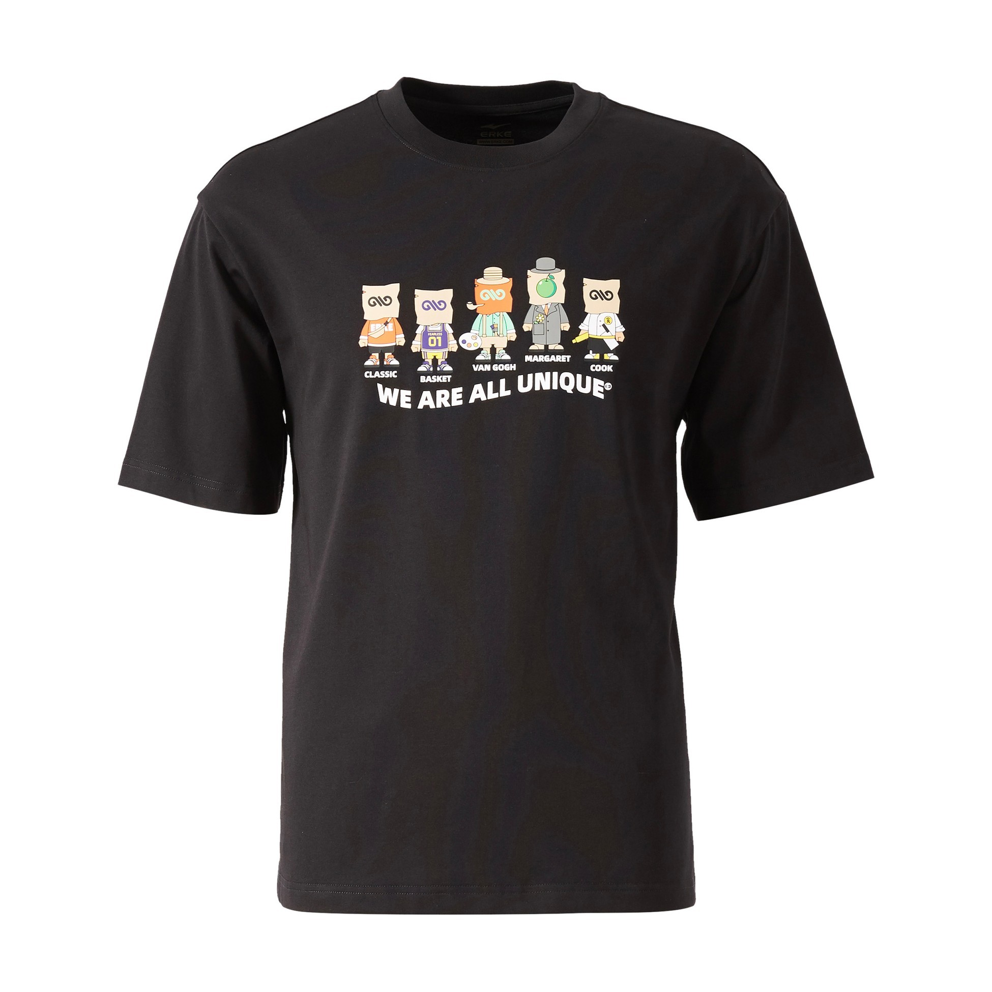 Unisex Bisiklet Yaka T-shirt - Siyah