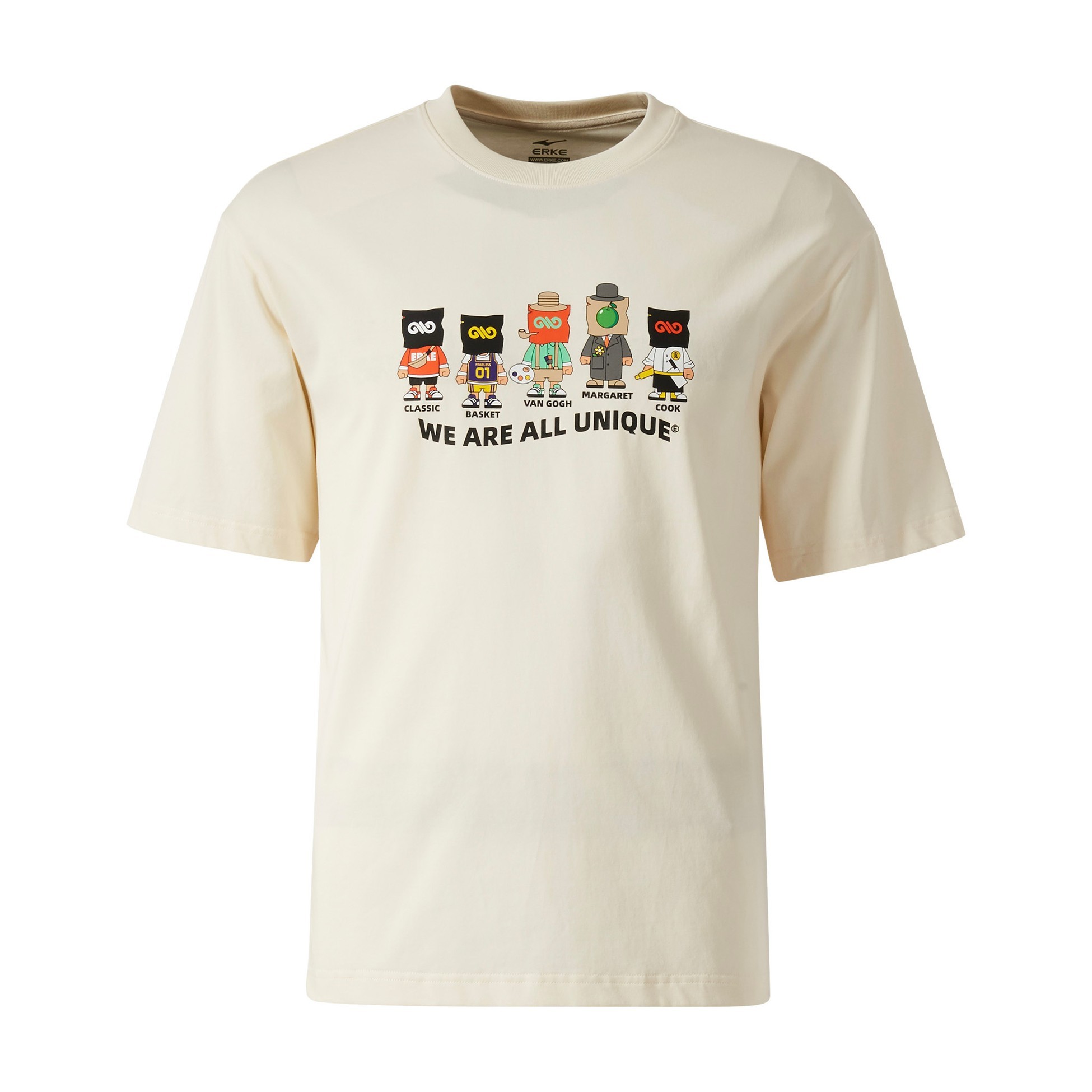 Unisex Bisiklet Yaka T-shirt - Kar Beyaz