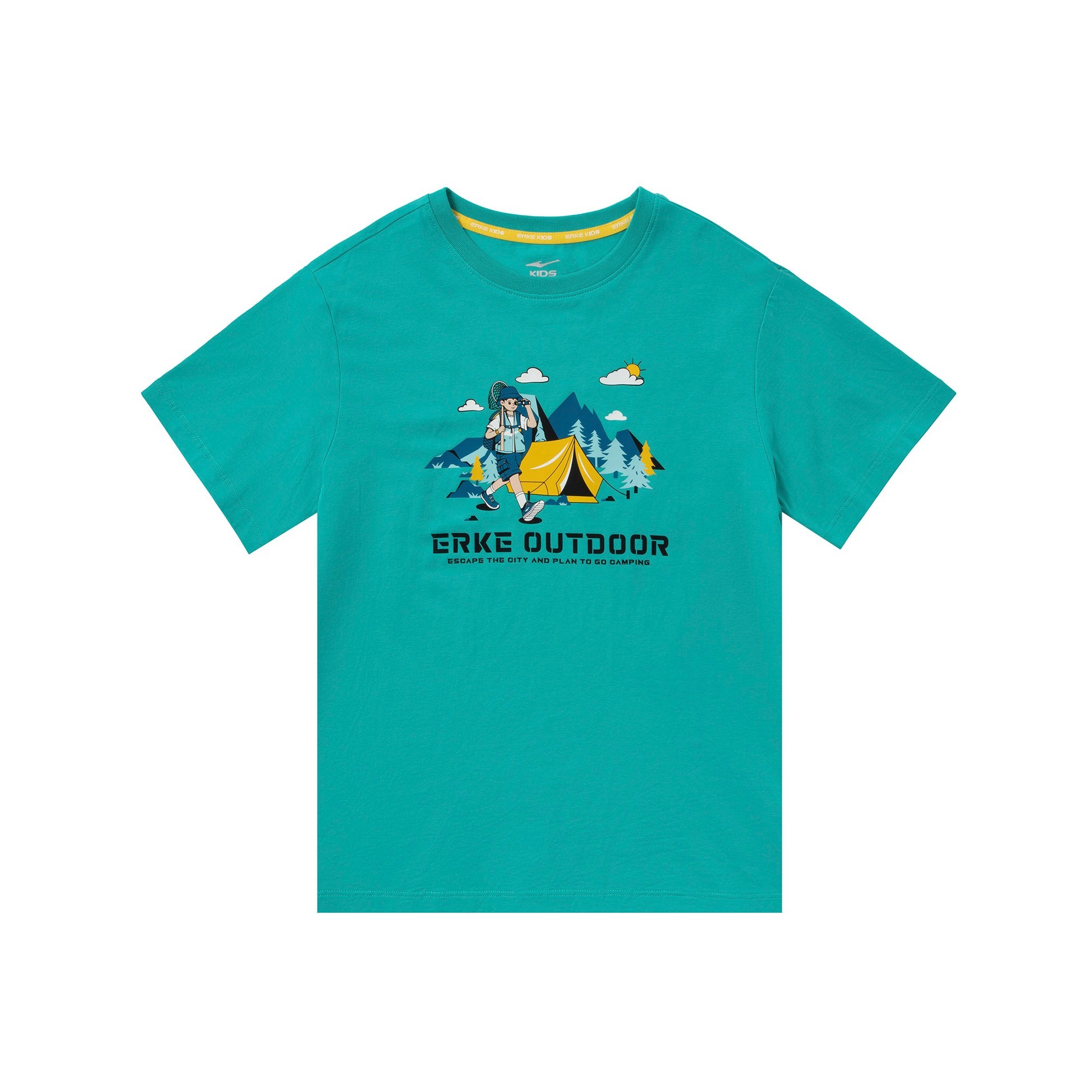 Genç Erkek Bisiklet Yaka T-Shirt - Yeşil