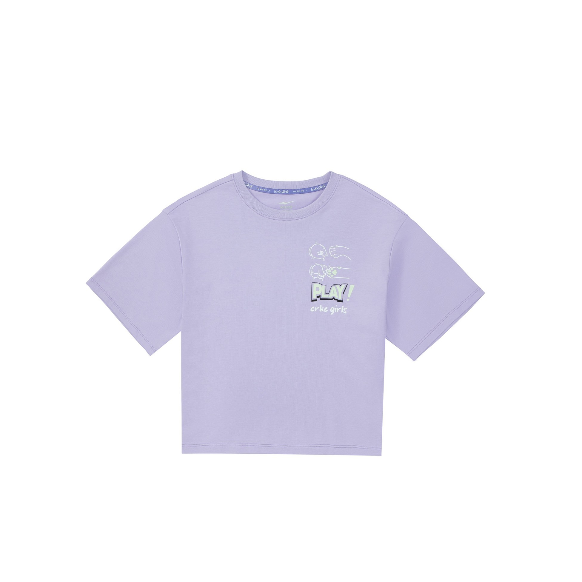 Genç Kız Bisiklet Yaka T-Shirt - Açık Mor