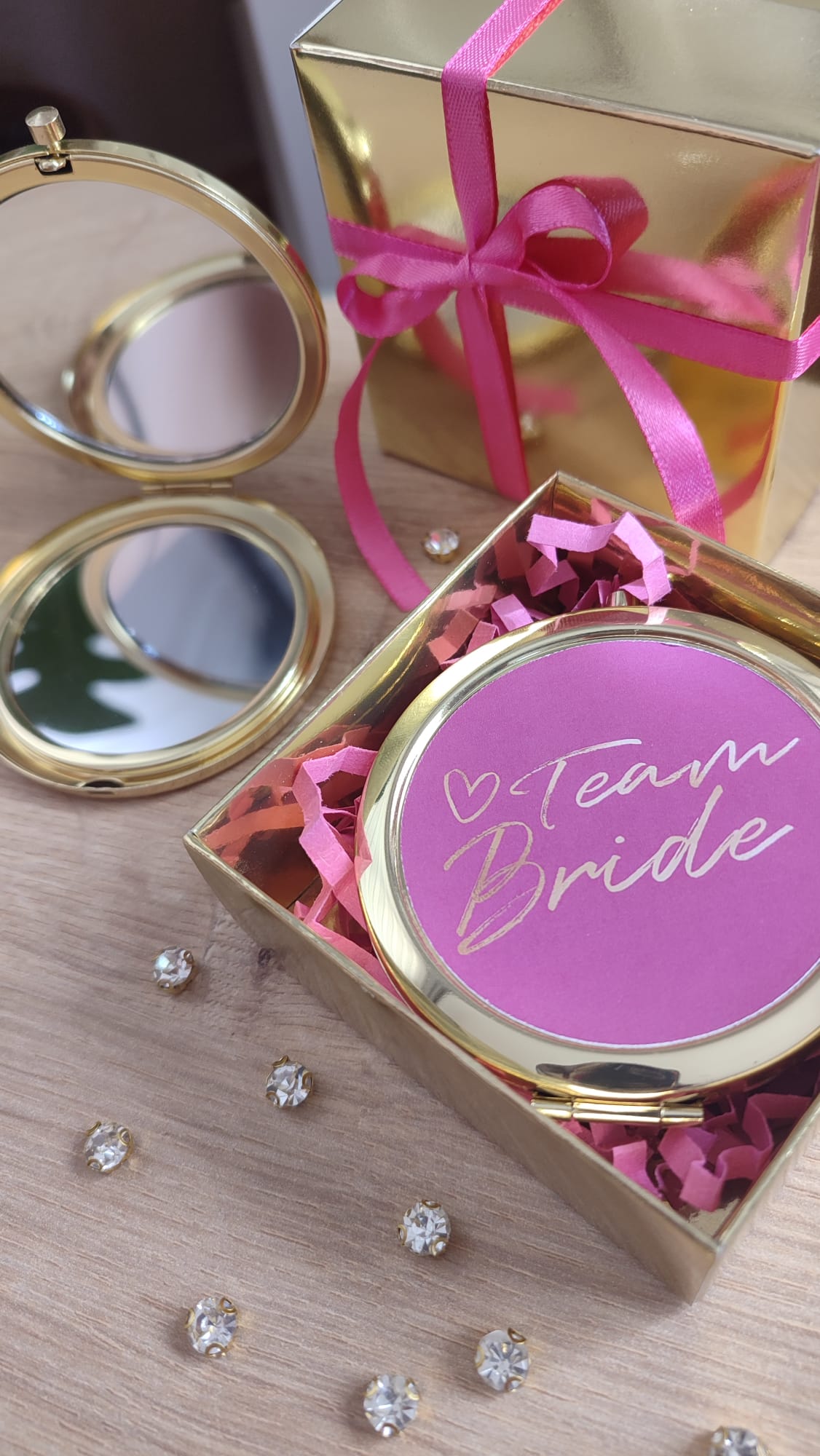 "Team Bride" Makyaj Aynası – Gelin Nedime Hediyesi | Kına & Bekarlığa Veda Partisi Hatırası