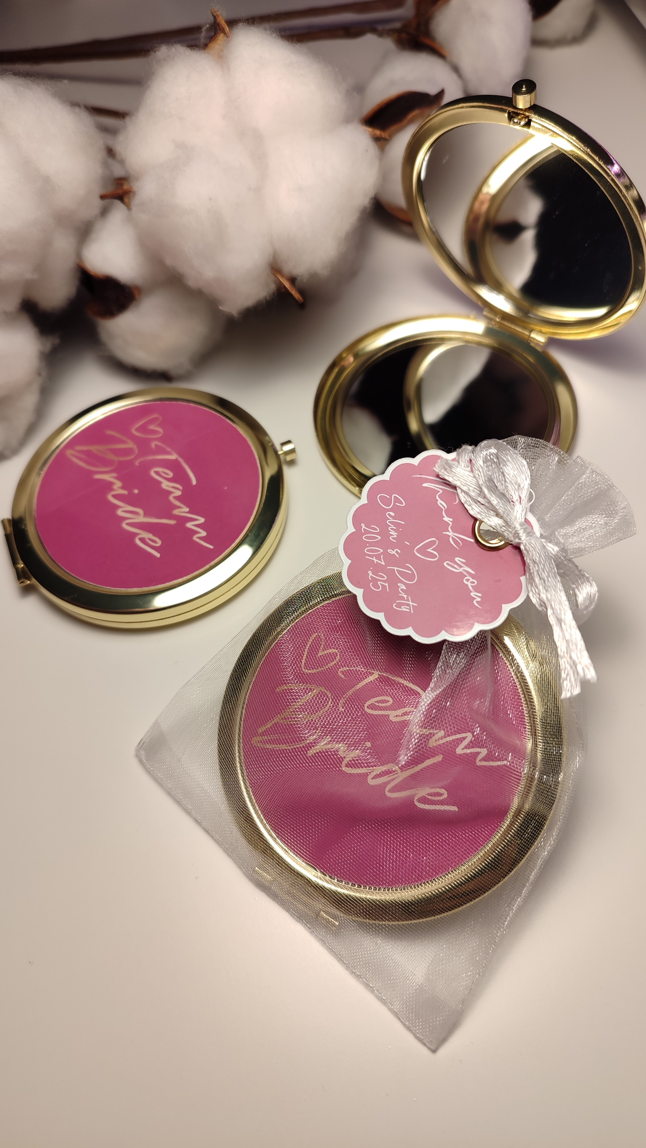 "Team Bride" Makyaj Aynası – Gelin Nedime Hediyesi | Kına & Bekarlığa Veda Partisi Hatırası