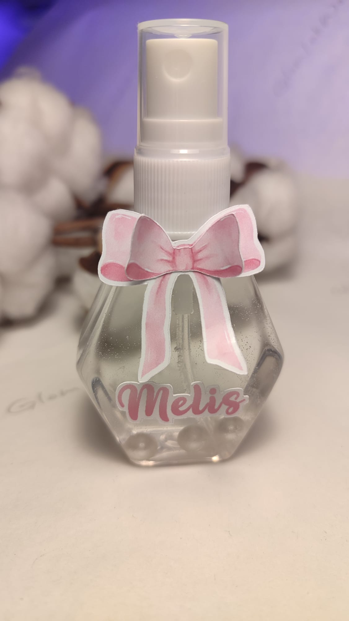 İsme Özel Alkolsüz Sprey Kolonya | Pembe Fiyonk Özel Kesim Sticker | 30 ml