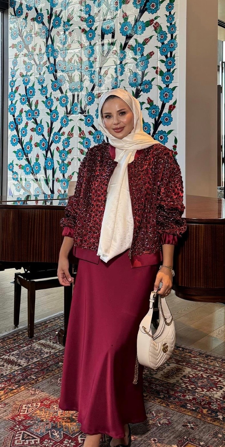 AURA PAYETLİ SATEN CEKET BORDO