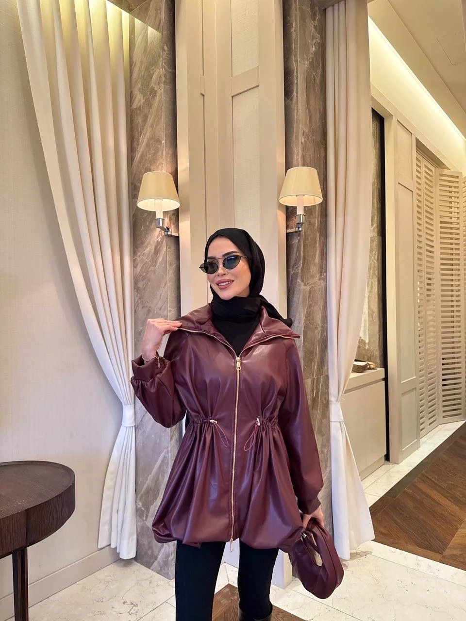 DERİ BOMBER CEKET BORDO