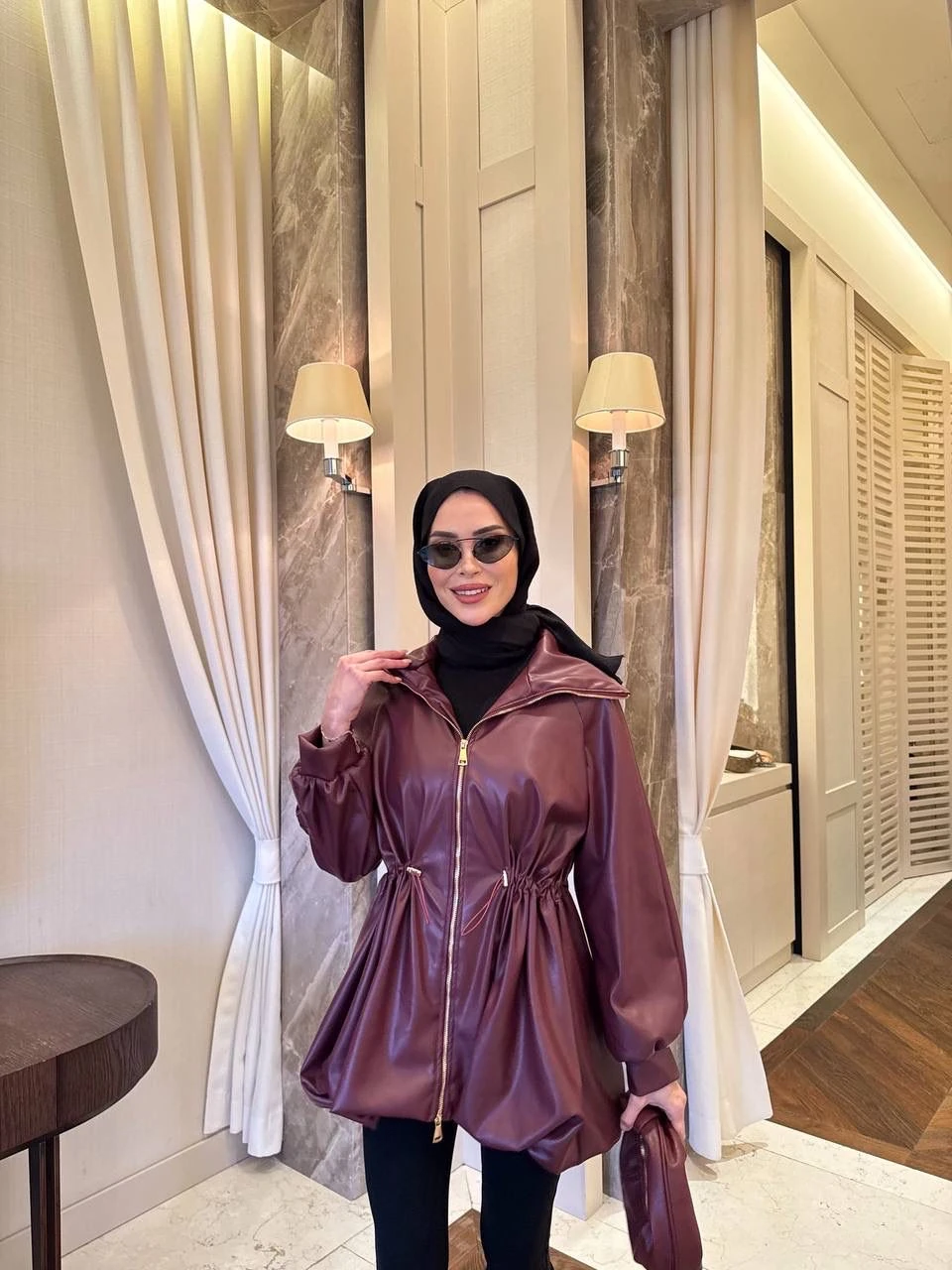 DERİ BOMBER CEKET BORDO