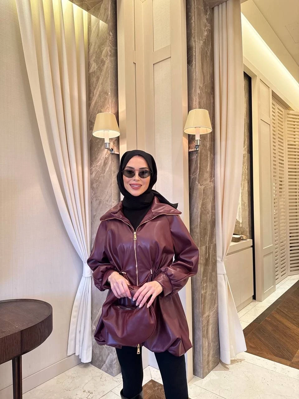 DERİ BOMBER CEKET BORDO