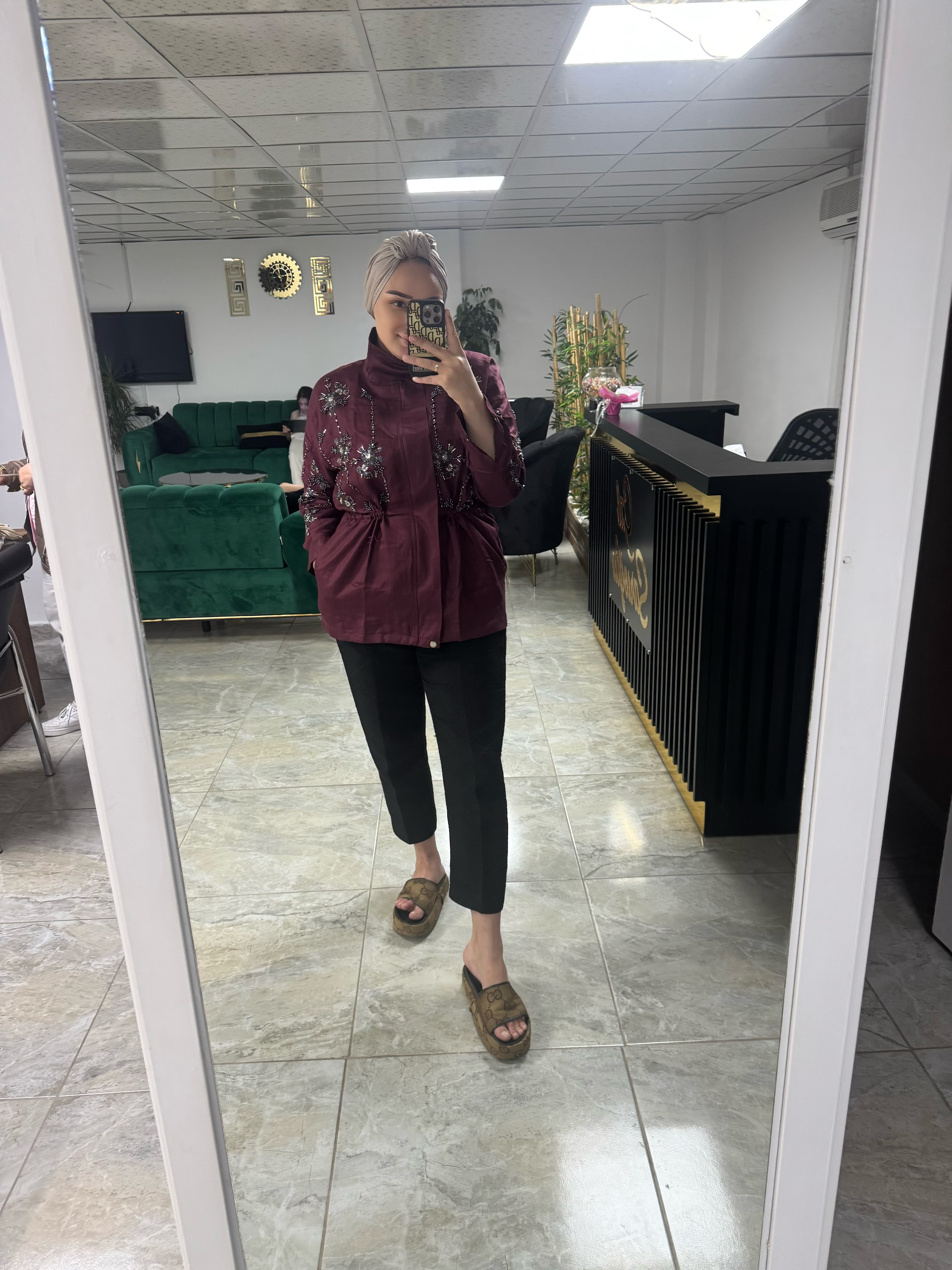 İŞLEMELİ CEKET BORDO