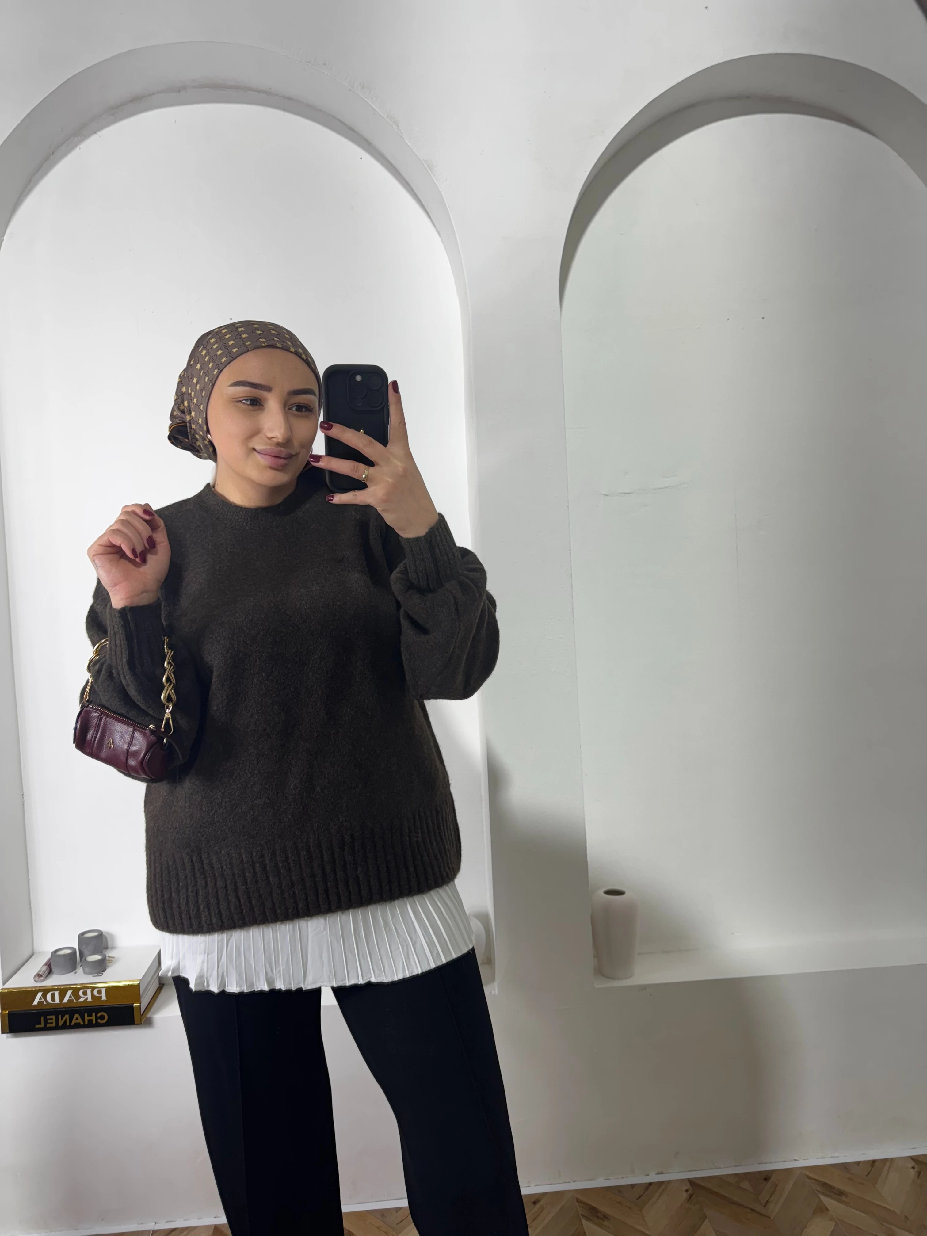 BALON KOL YUMOŞ KAZAK KAHVE