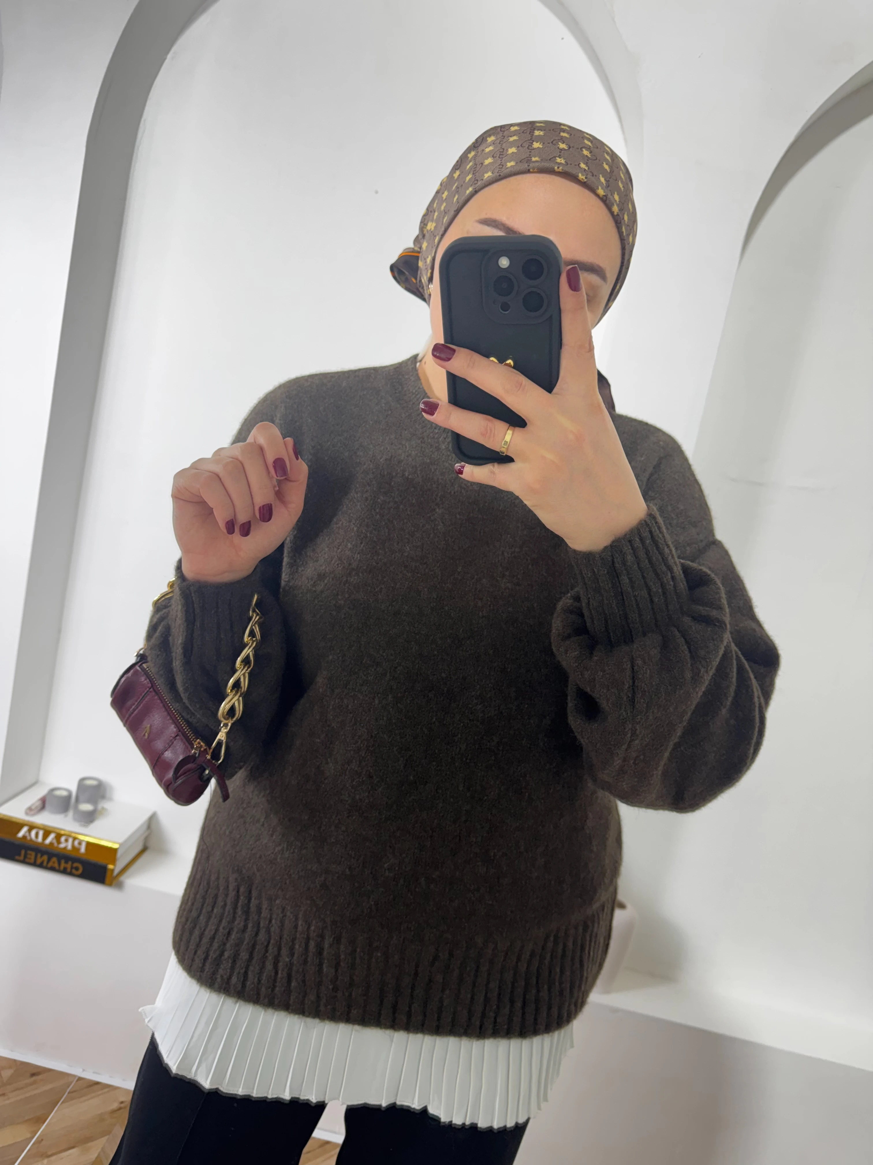 BALON KOL YUMOŞ KAZAK KAHVE