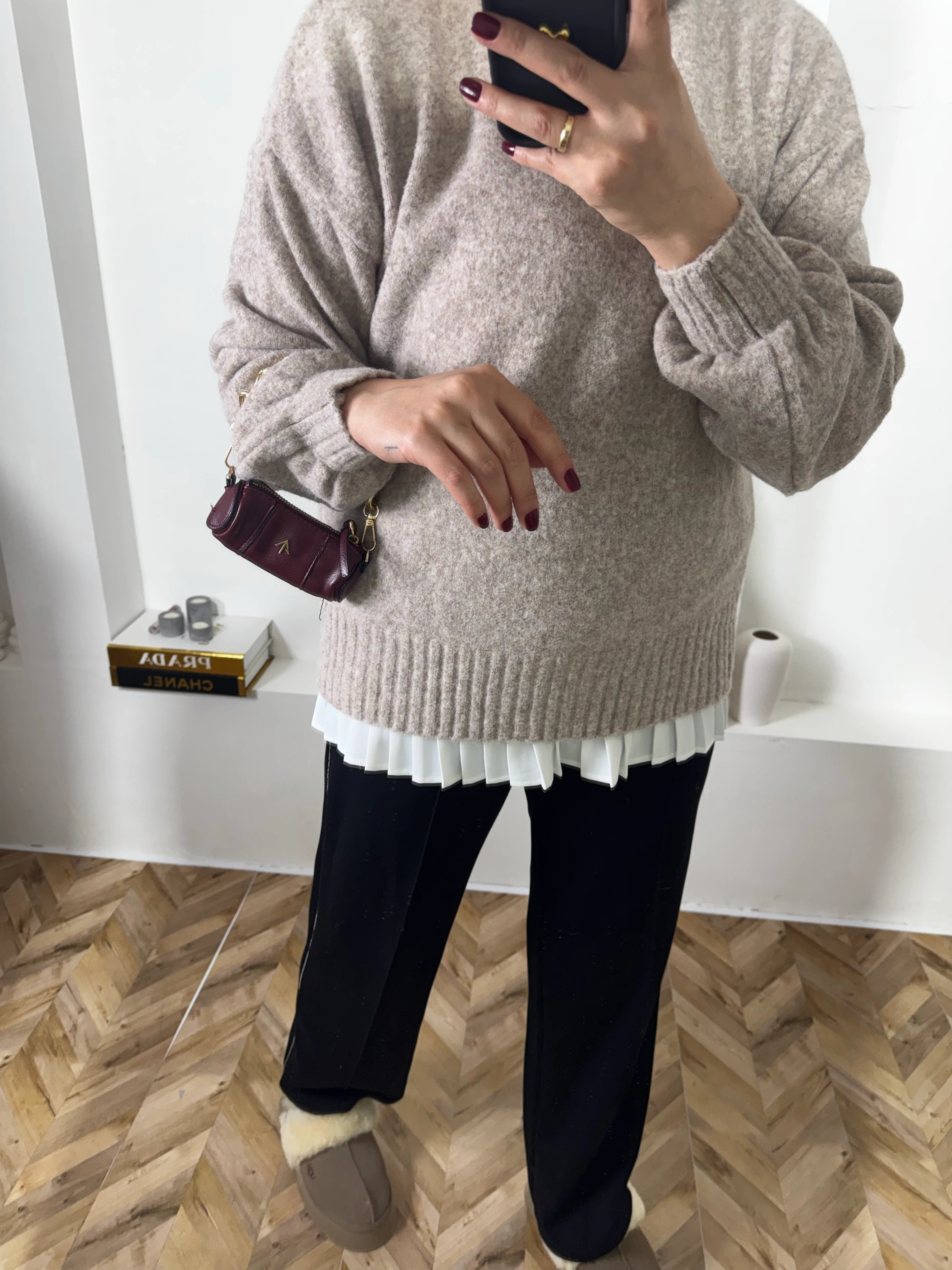 BALON KOL YUMOŞ KAZAK VİZON