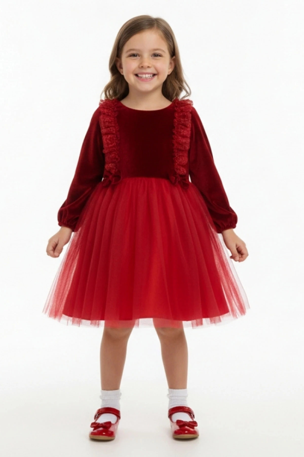 Kız Çocuk Elbise Noellik Kadife