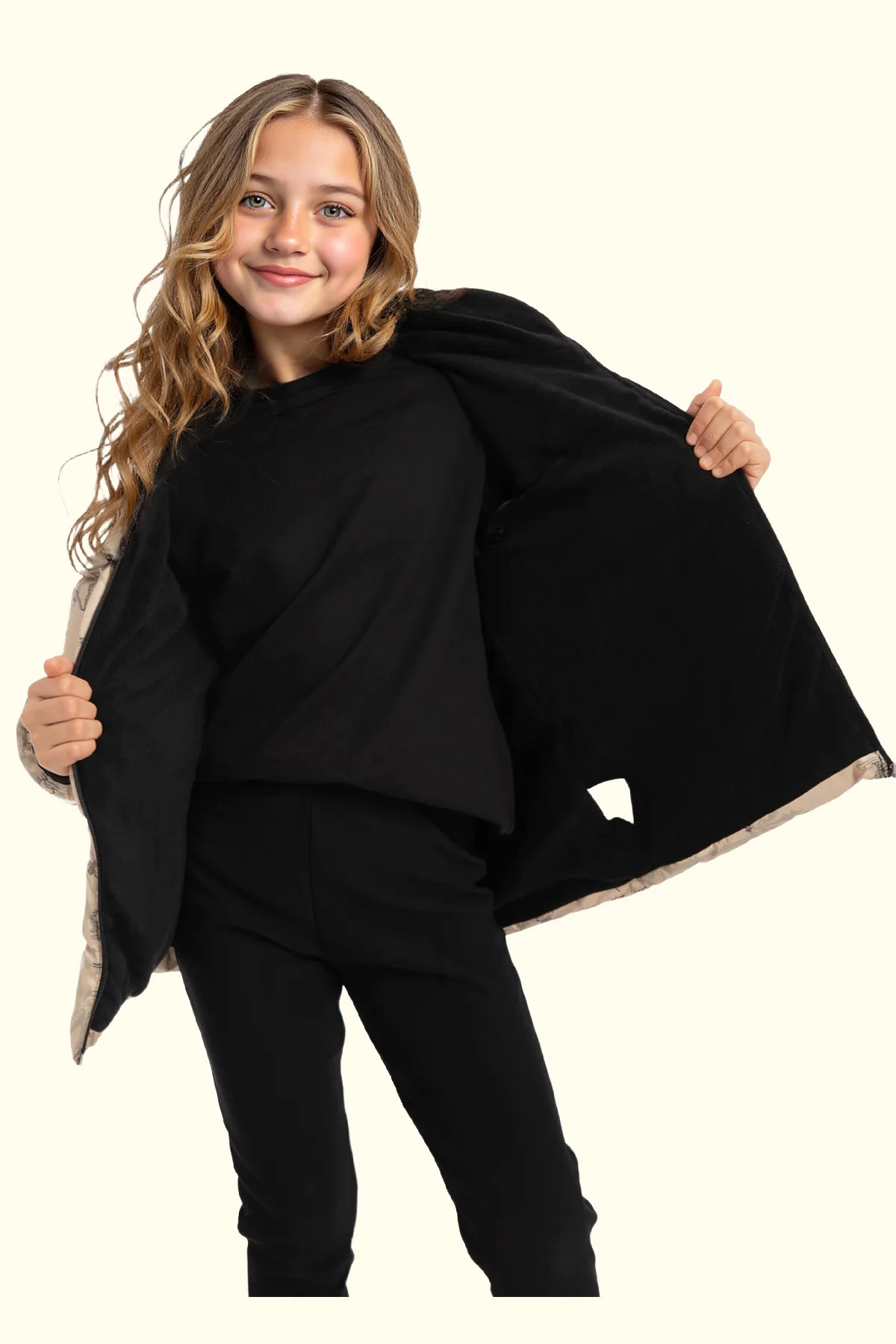 Erkek/Kız Çocuk Kapüşonlu Su ve Rüzgar Geçirmez Cepli Kışlık Şişme Mont