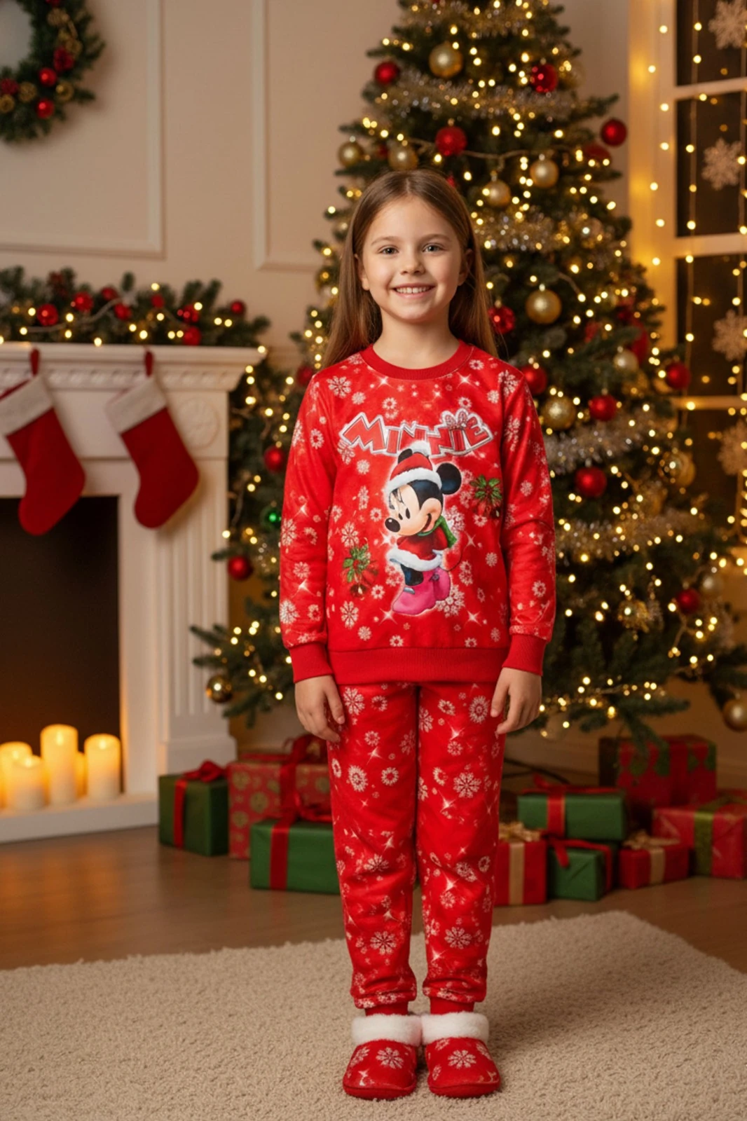 Unisex Noellik Takım Baskılı Şardonlu Kışlık