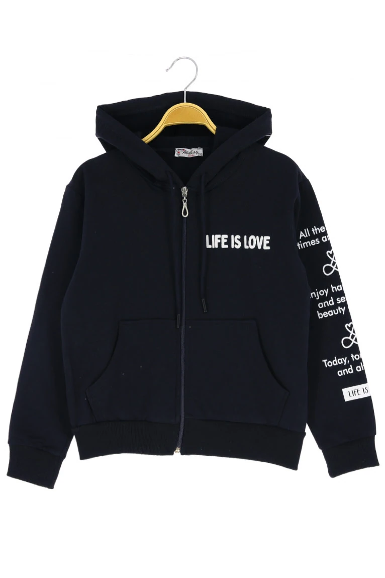 Kız çocuk Hırka Baskılı Kışlık Şardonlu