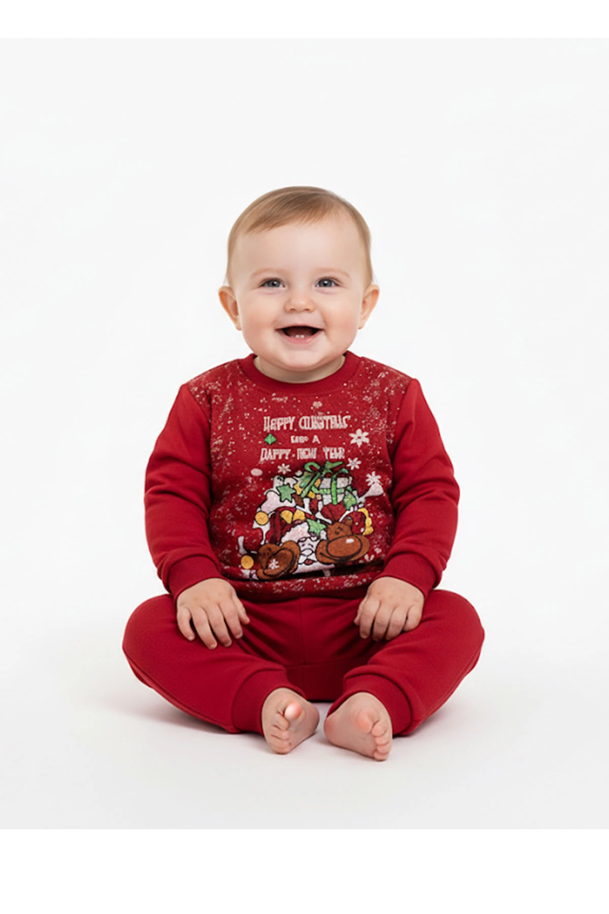 Unisex Bebe Takım Noellik Baskılı