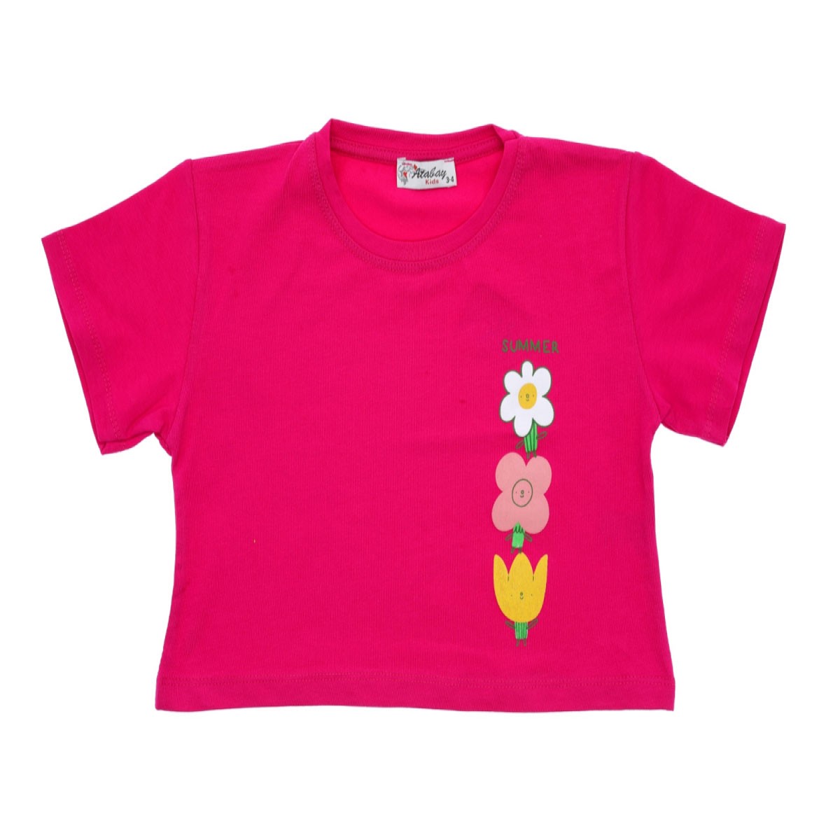 Kız T-Shirt Çiçek Baskılı