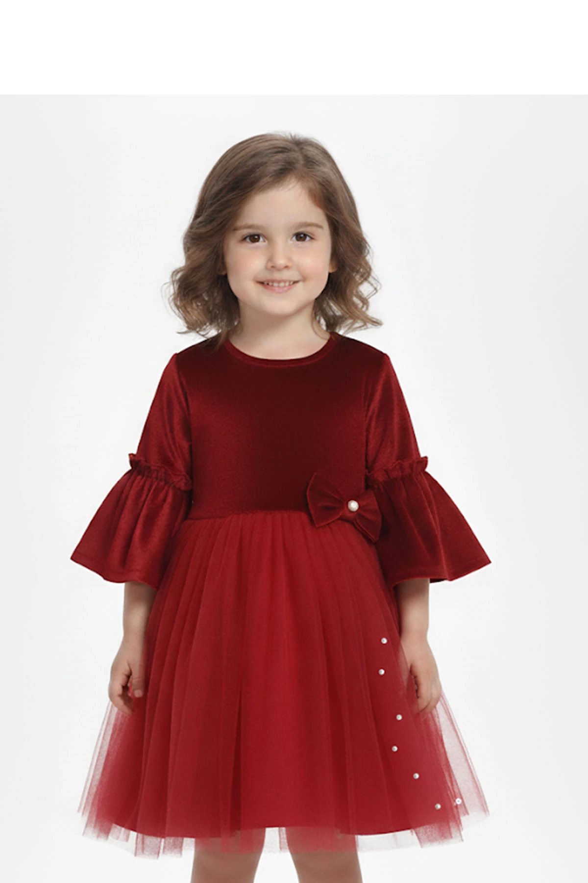 Kız Çocuk Elbise Noellik Kadife Kumaş