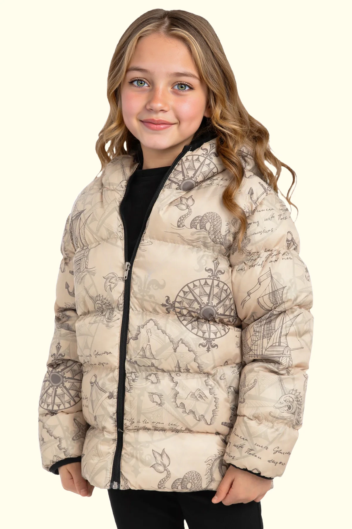 Erkek/Kız Çocuk Kapüşonlu Su ve Rüzgar Geçirmez Cepli Kışlık Şişme Mont