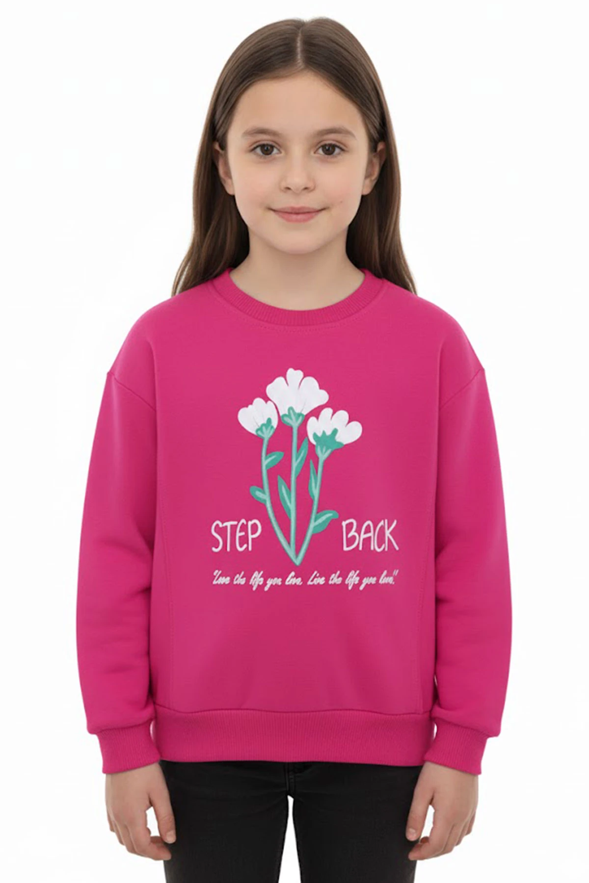 Kız Çocuk Bluz Baskılı 2 İplik Şardonlu