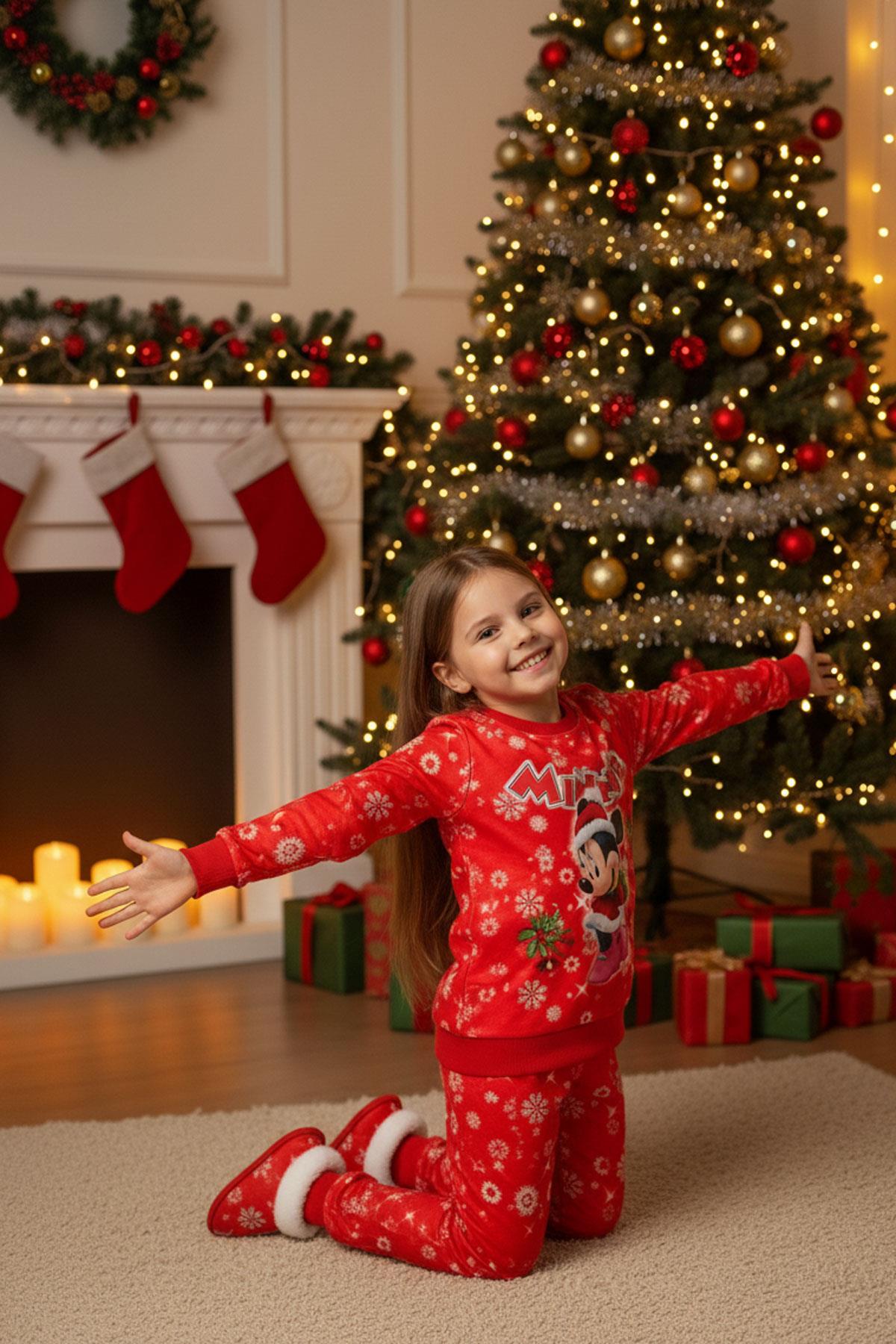 Unisex Noellik Takım Baskılı Şardonlu Kışlık