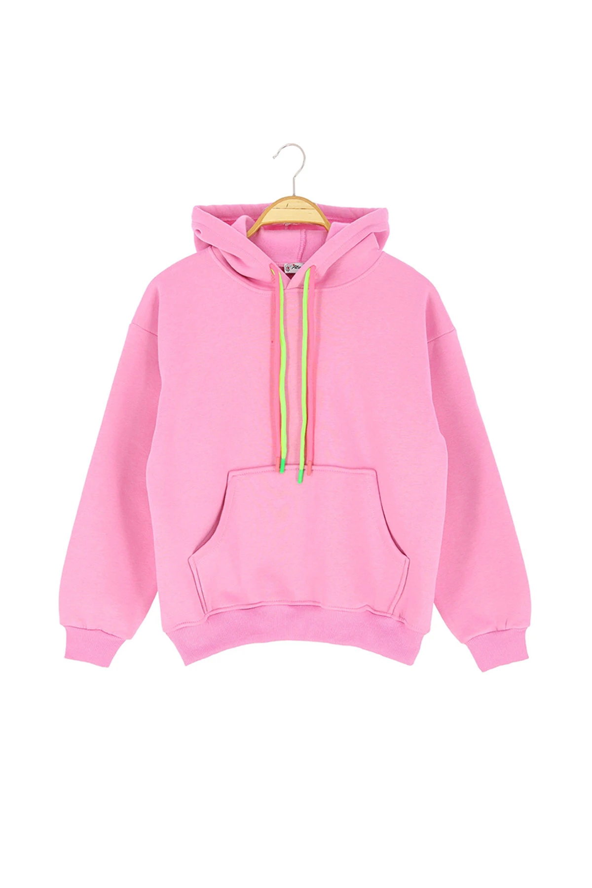 kız çocuk sweatshirt kışlık şardonlu cepli kapüşonlu