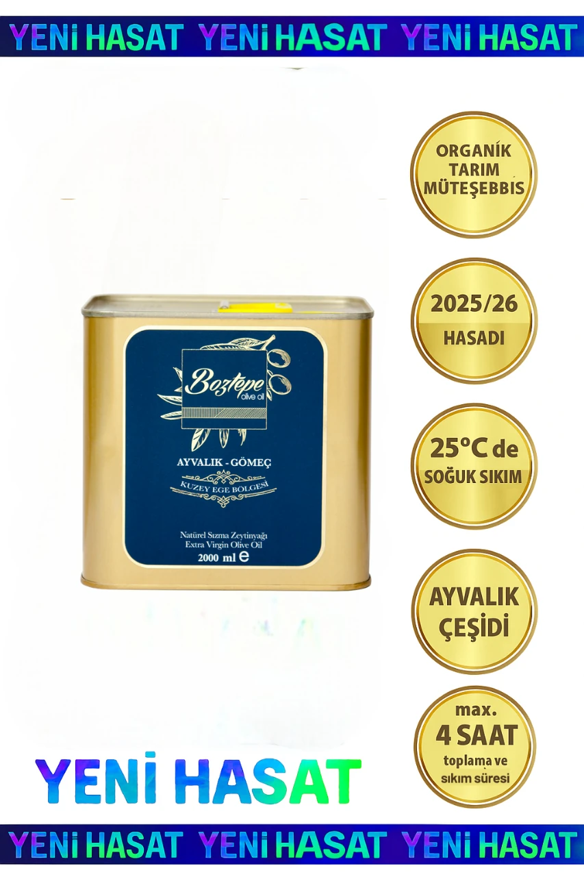 2 LT Natürel Sızma Zeytinyağı (2025/26) Boztepe Soğuk Sıkım Filtresiz