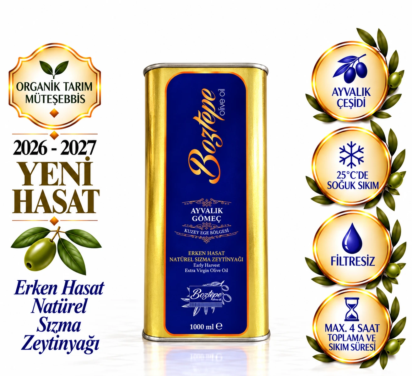 Boztepe250 ML Erken Hasat Natürel Sızma Zeytinyağı (2026-2027