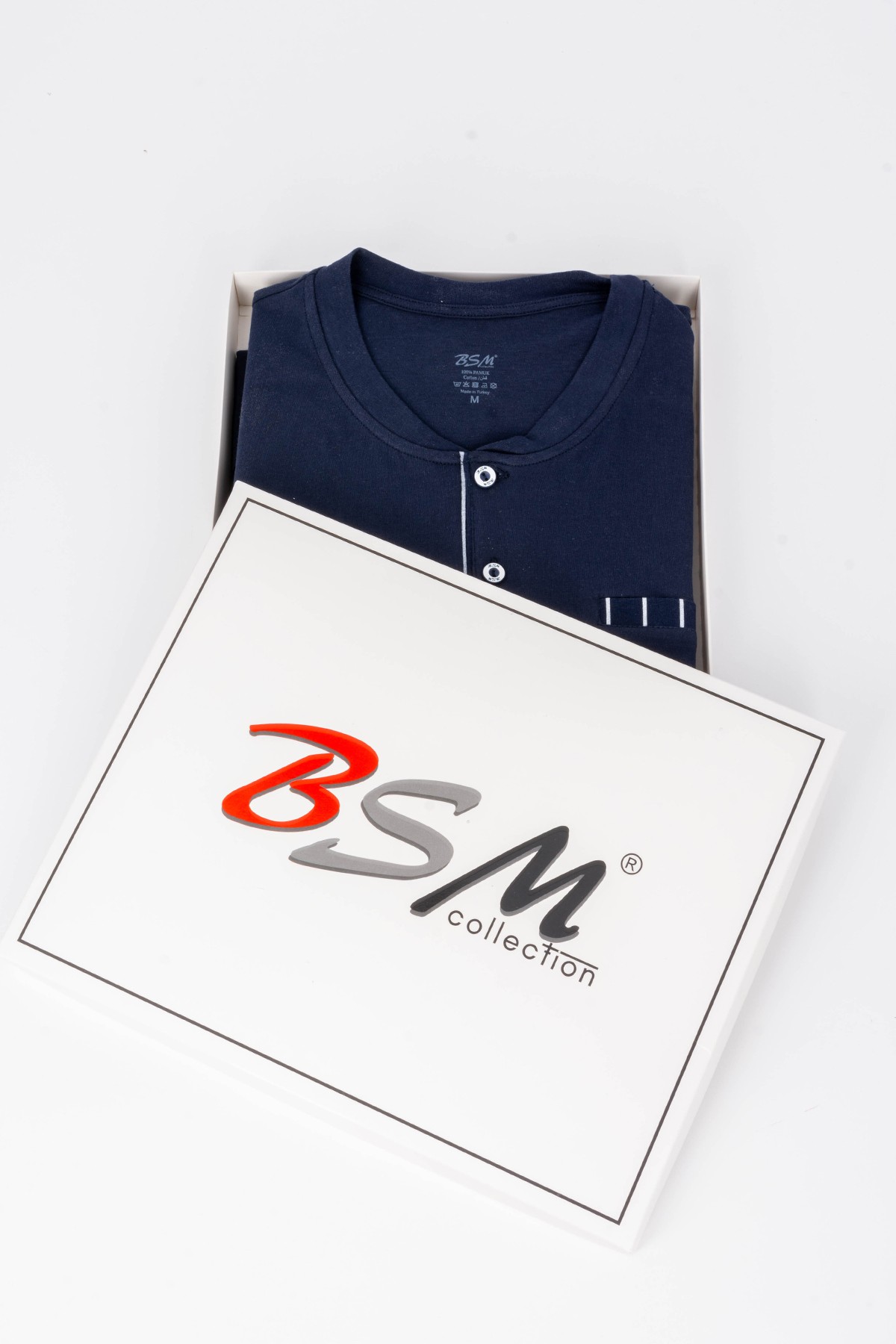 BSM 001104 ERKEK KISAKOL ÇİZGİLİ PİJAMA TAKIM