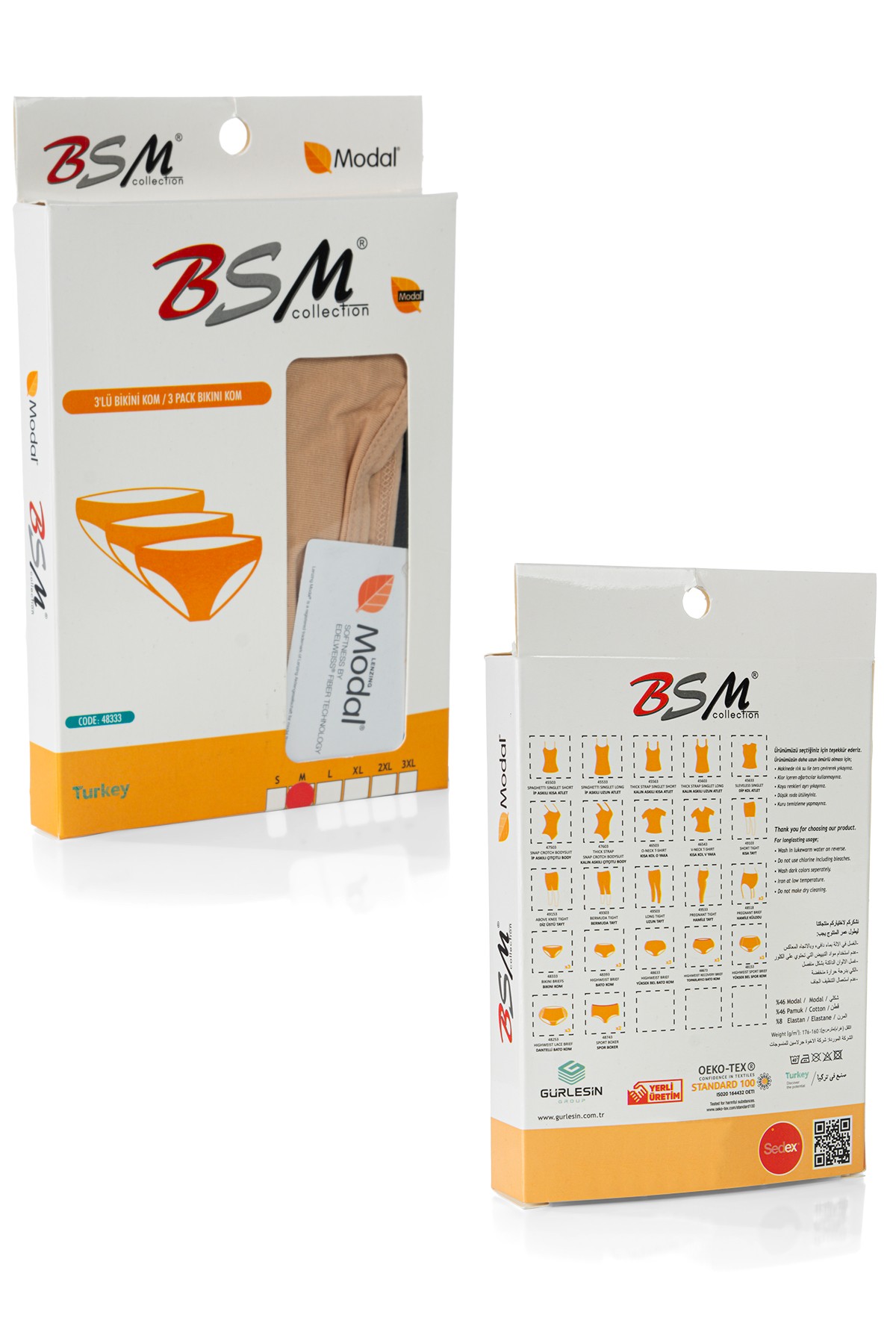 BSM 48333 KADIN MODAL BİKİNİ 3LÜ KOMSLİP