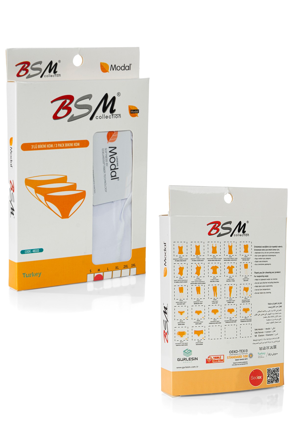 BSM 48333 KADIN MODAL BİKİNİ 3LÜ KOMSLİP
