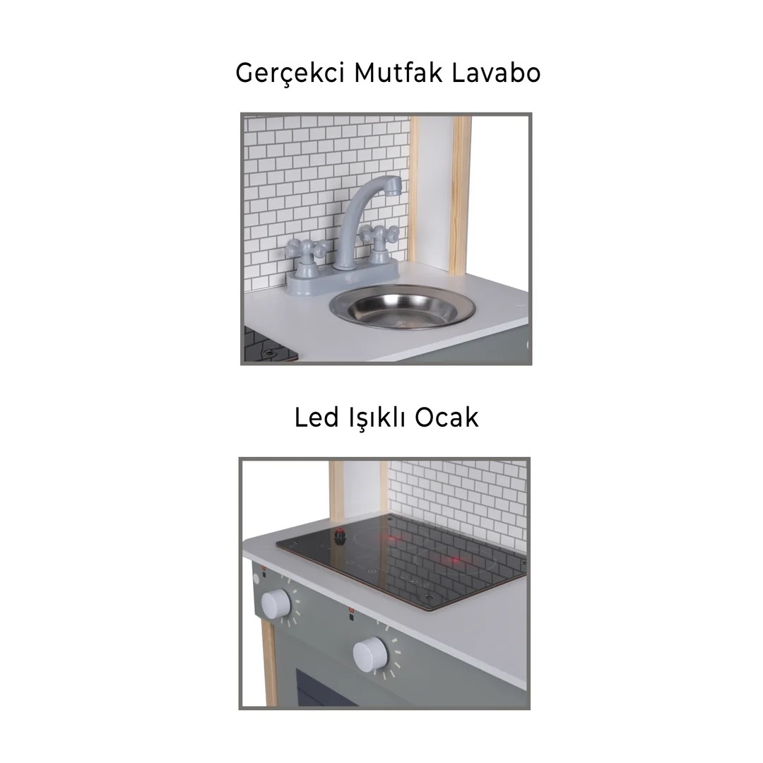 Ahşap Oyun Mutfağı Beyaz T1029