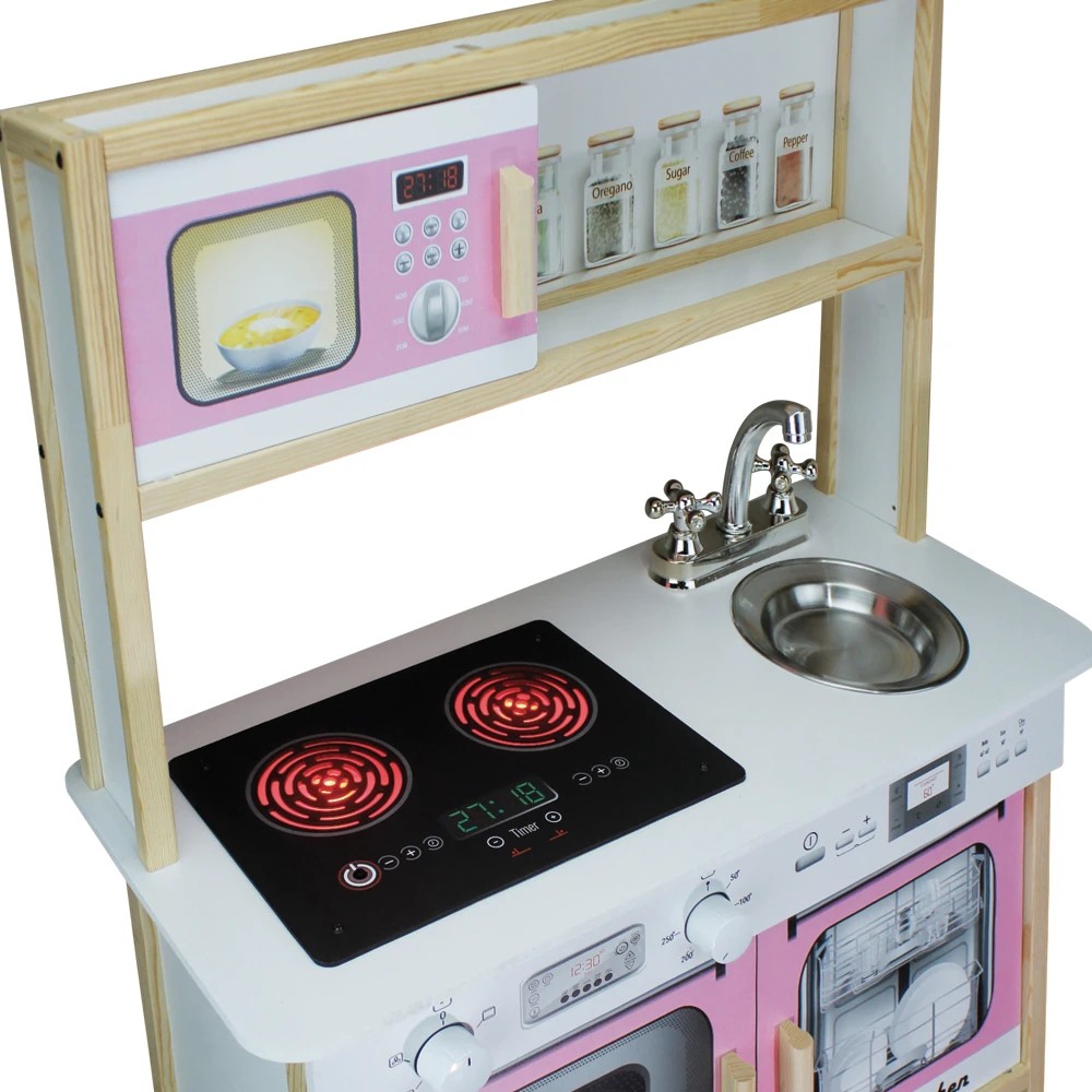 Ahşap Ledli Çocuk Mutfağı Pembe - T1005