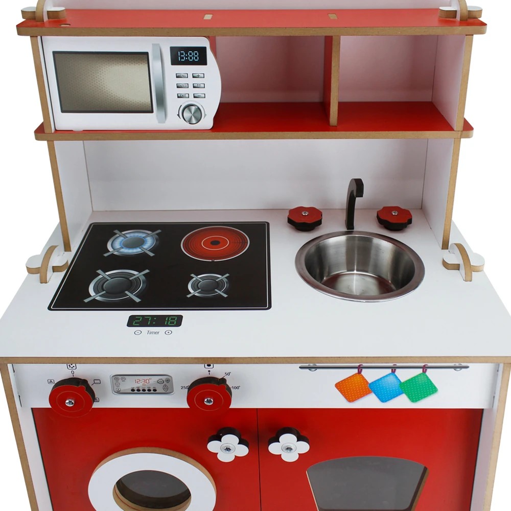 Ahşap Çocuk Oyun Mutfağı Kırımızı - T1003