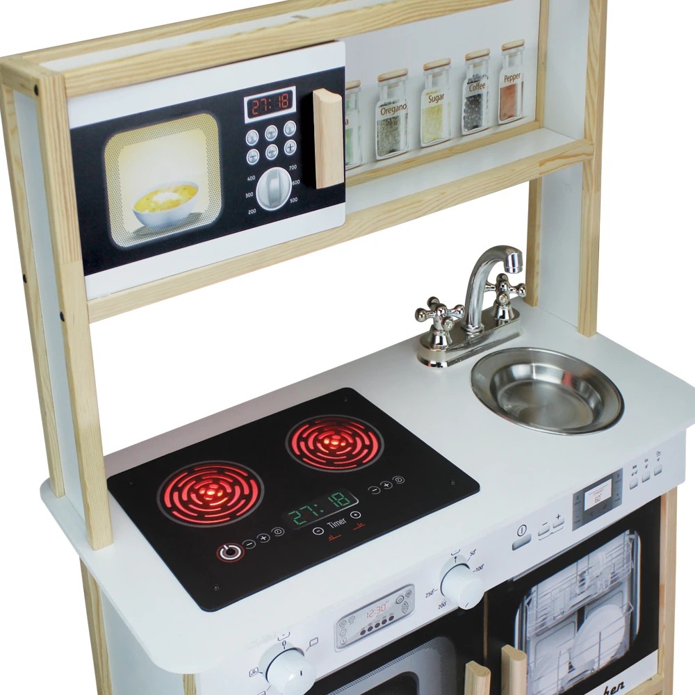 Ahşap Ledli Çocuk Mutfağı Siyah - T1006