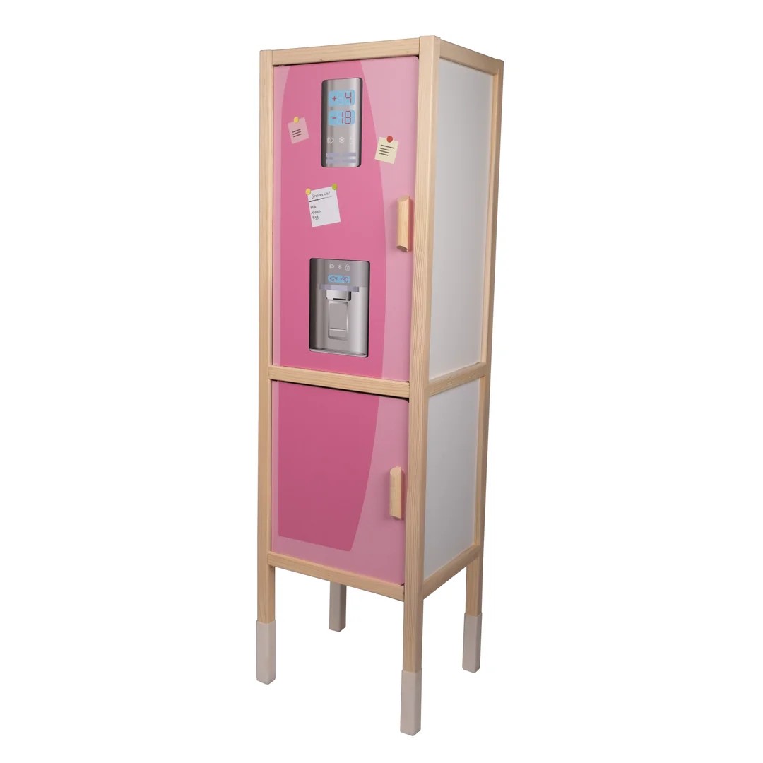 T1039 Ahşap Buzdolaplı Sulu Mutfak - Pembe