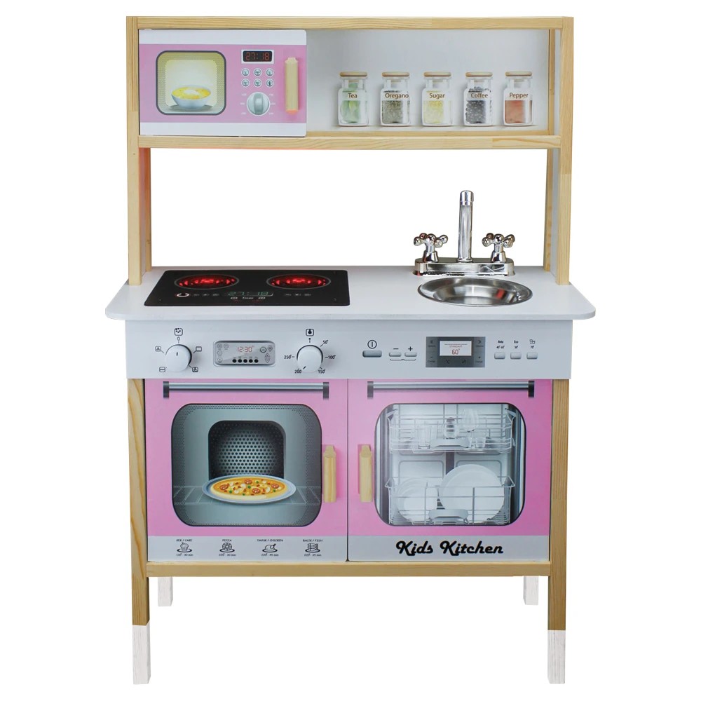 Ahşap Ledli Çocuk Mutfağı Pembe - T1005