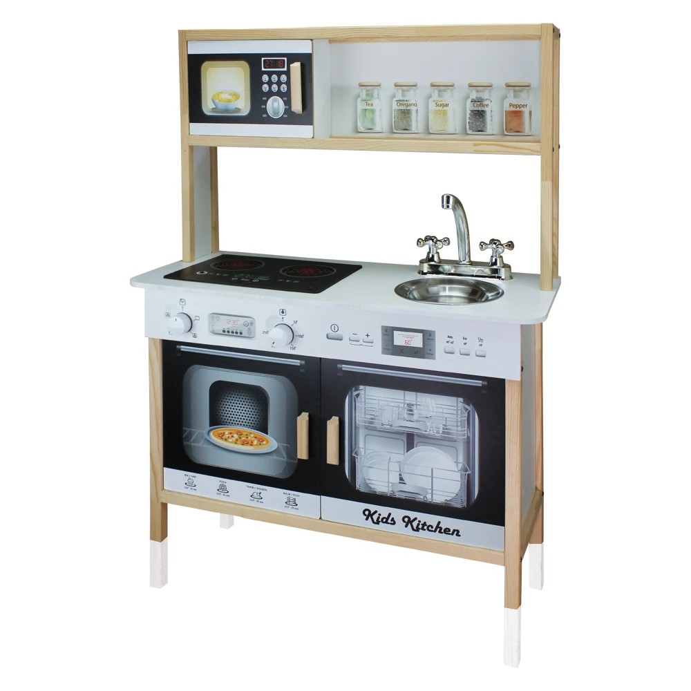 Ahşap Ledli Çocuk Mutfağı Siyah - T1006