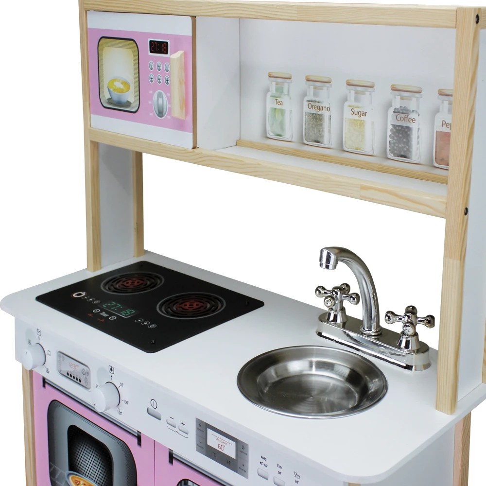 Ahşap Ledli Çocuk Mutfağı Pembe - T1005